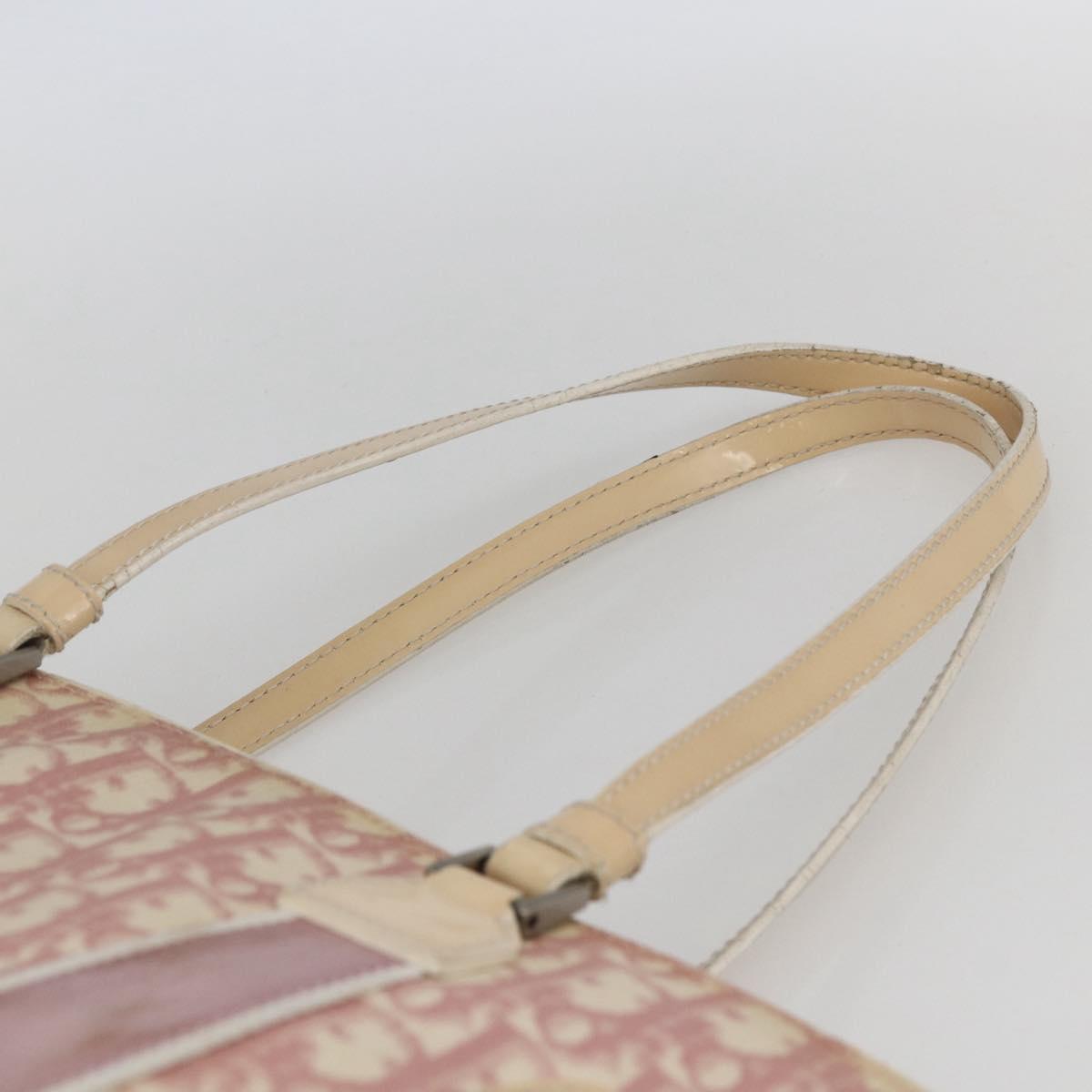 Christian Dior Trotter Canvas Tote Bag PVC Pink Silver Auth gh1833