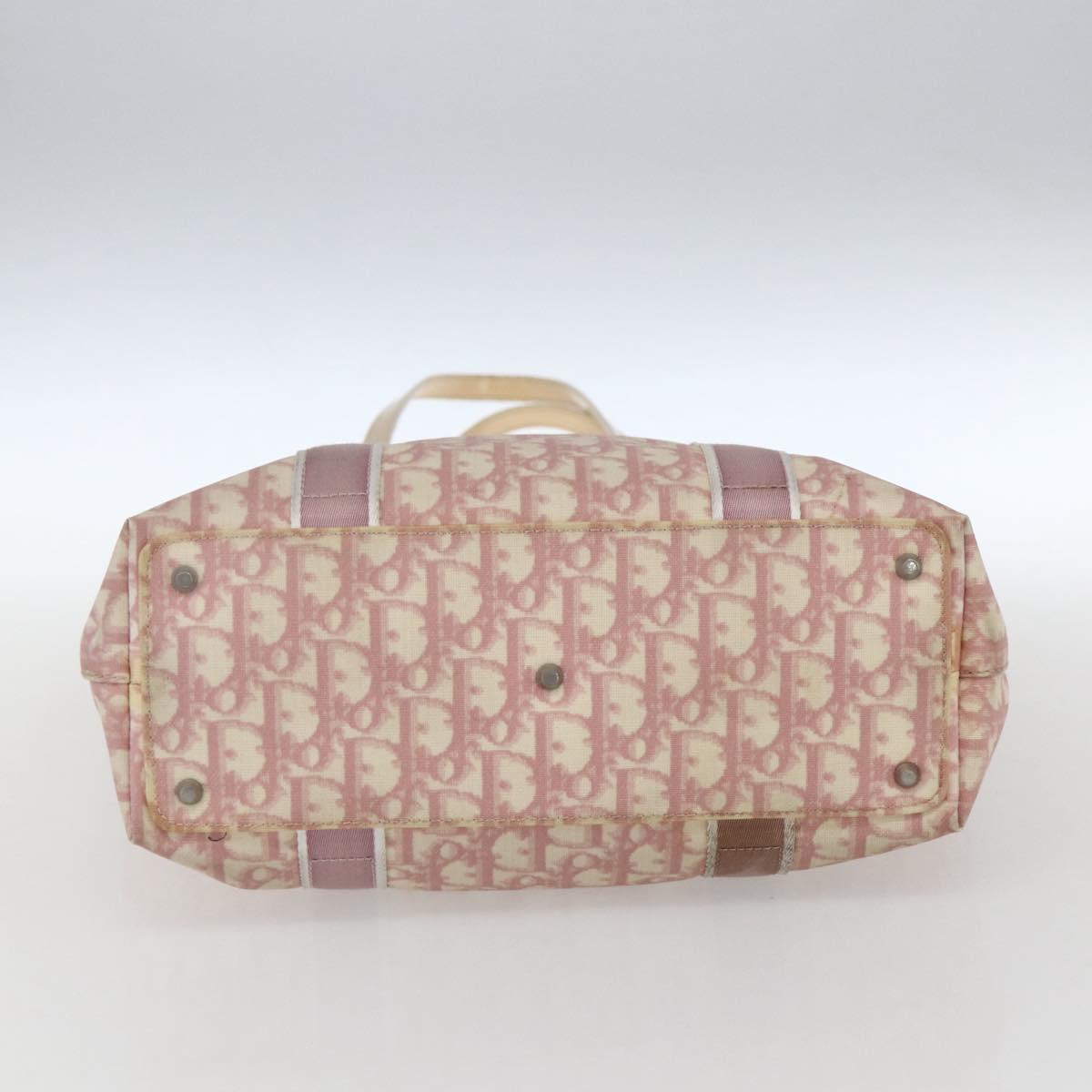 Christian Dior Trotter Canvas Tote Bag PVC Pink Silver Auth gh1833