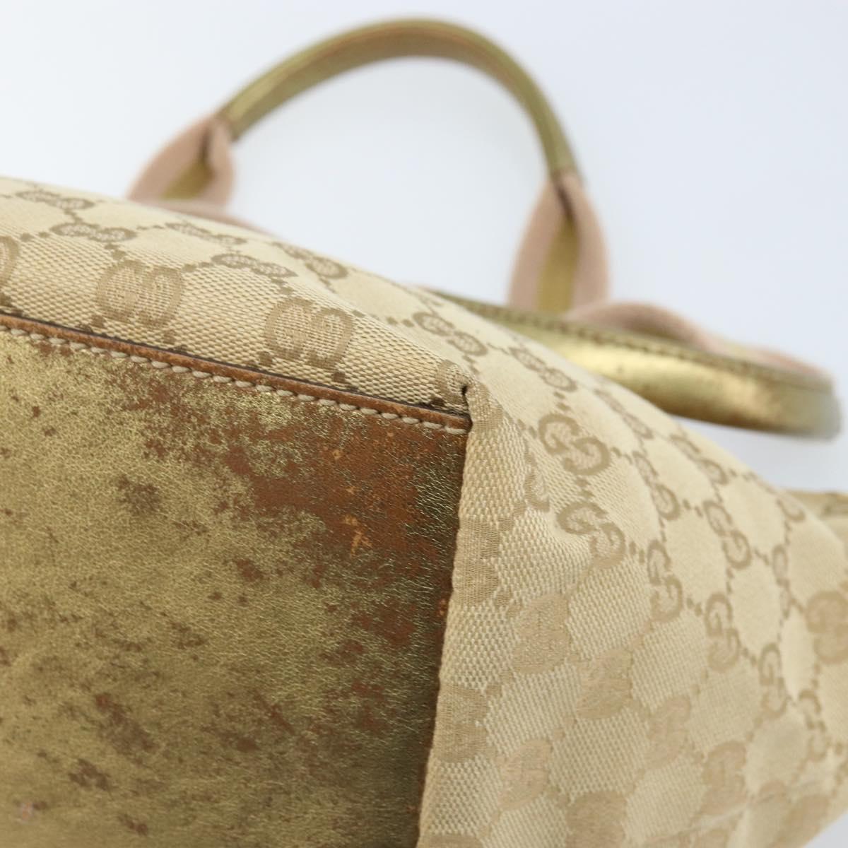 GUCCI GG Canvas Hand Bag Beige Gold 131228 Auth gh1835