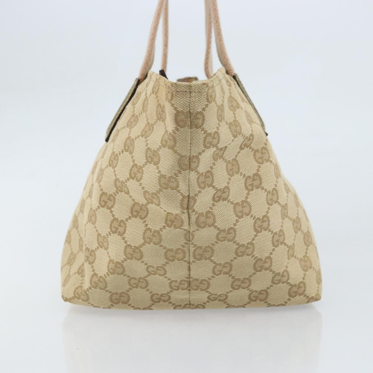 GUCCI GG Canvas Hand Bag Beige Gold 131228 Auth gh1835