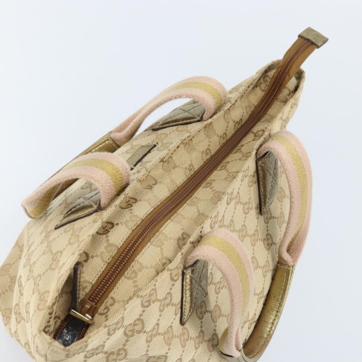 GUCCI GG Canvas Hand Bag Beige Gold 131228 Auth gh1835