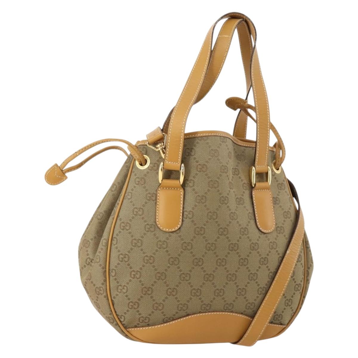GUCCI GG Canvas Tote Bag 2way Beige Gold 000 2854 0282 Auth gh1838