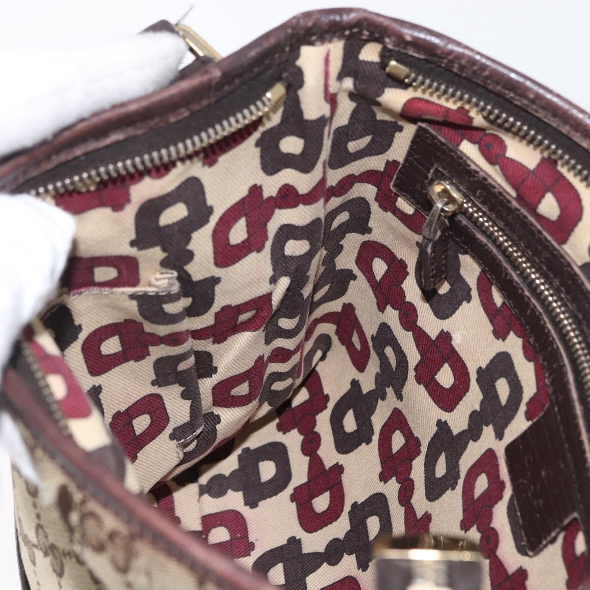 GUCCI GG Canvas Web Sherry Line Shoulder Bag Beige Gold Red 144388 Auth gh1840