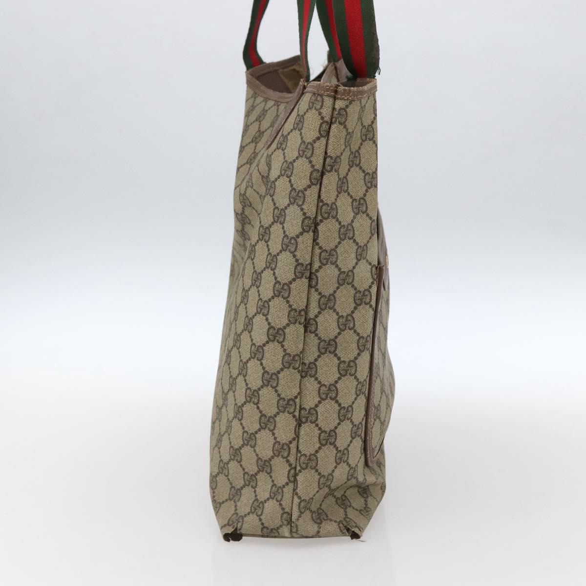 GUCCI GG Supreme Web Sherry Line Bag PVC Beige Gold 002 123 6487 Auth gh1842