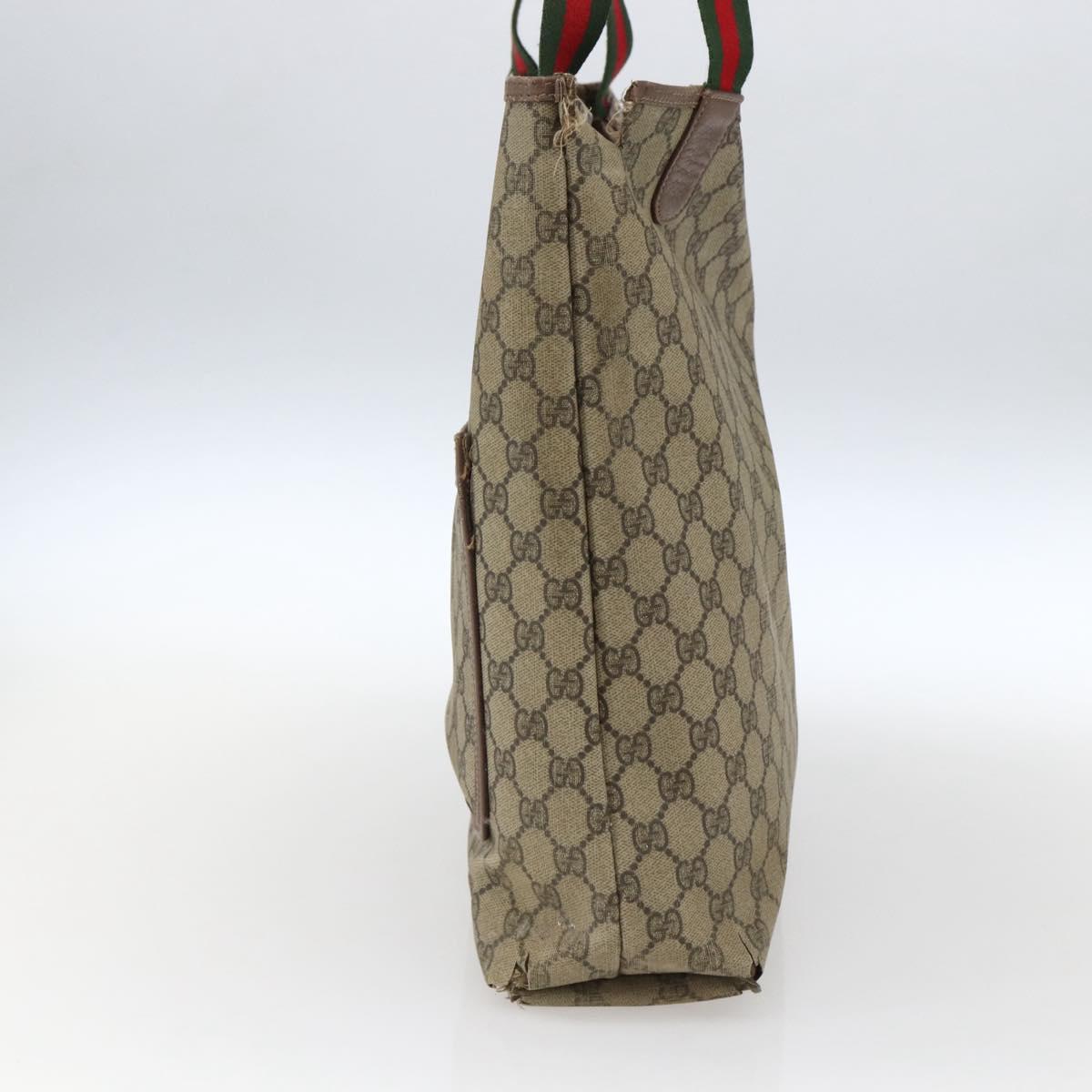 GUCCI GG Supreme Web Sherry Line Bag PVC Beige Gold 002 123 6487 Auth gh1842