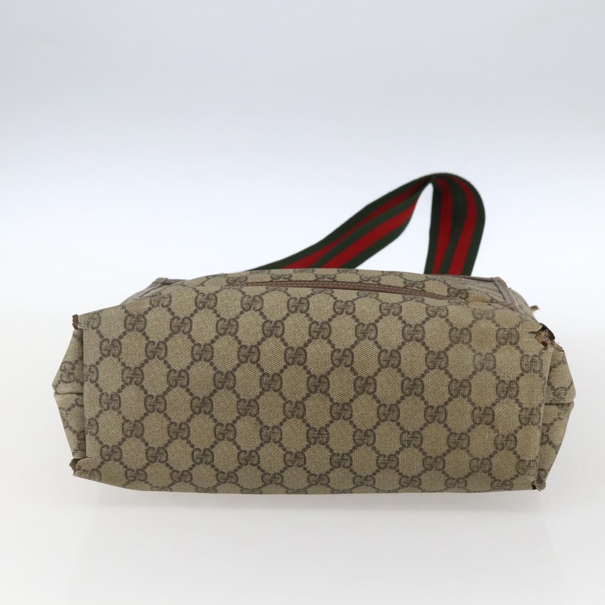 GUCCI GG Supreme Web Sherry Line Bag PVC Beige Gold 002 123 6487 Auth gh1842