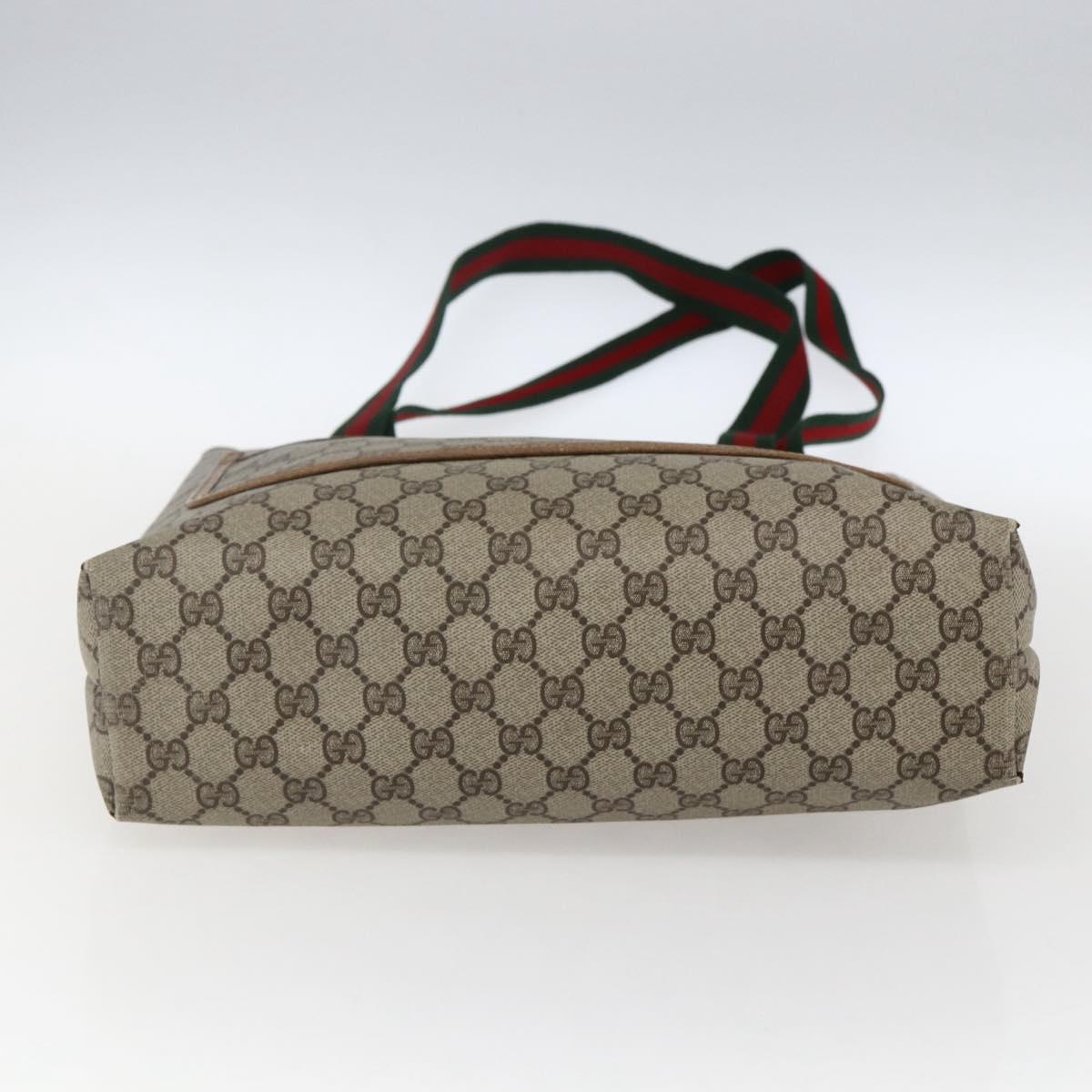 GUCCI GG Supreme Web Sherry Line Tote Bag PVC Beige Gold 40 02 003 Auth gh1843