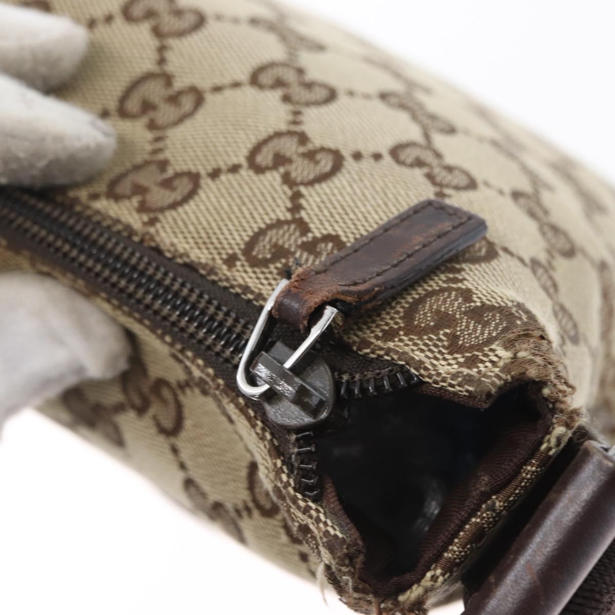 GUCCI GG Canvas Shoulder Bag Beige Silver 145857 Auth gh1844
