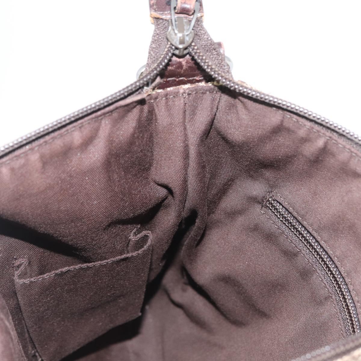 GUCCI GG Canvas Shoulder Bag Beige Silver 145857 Auth gh1844