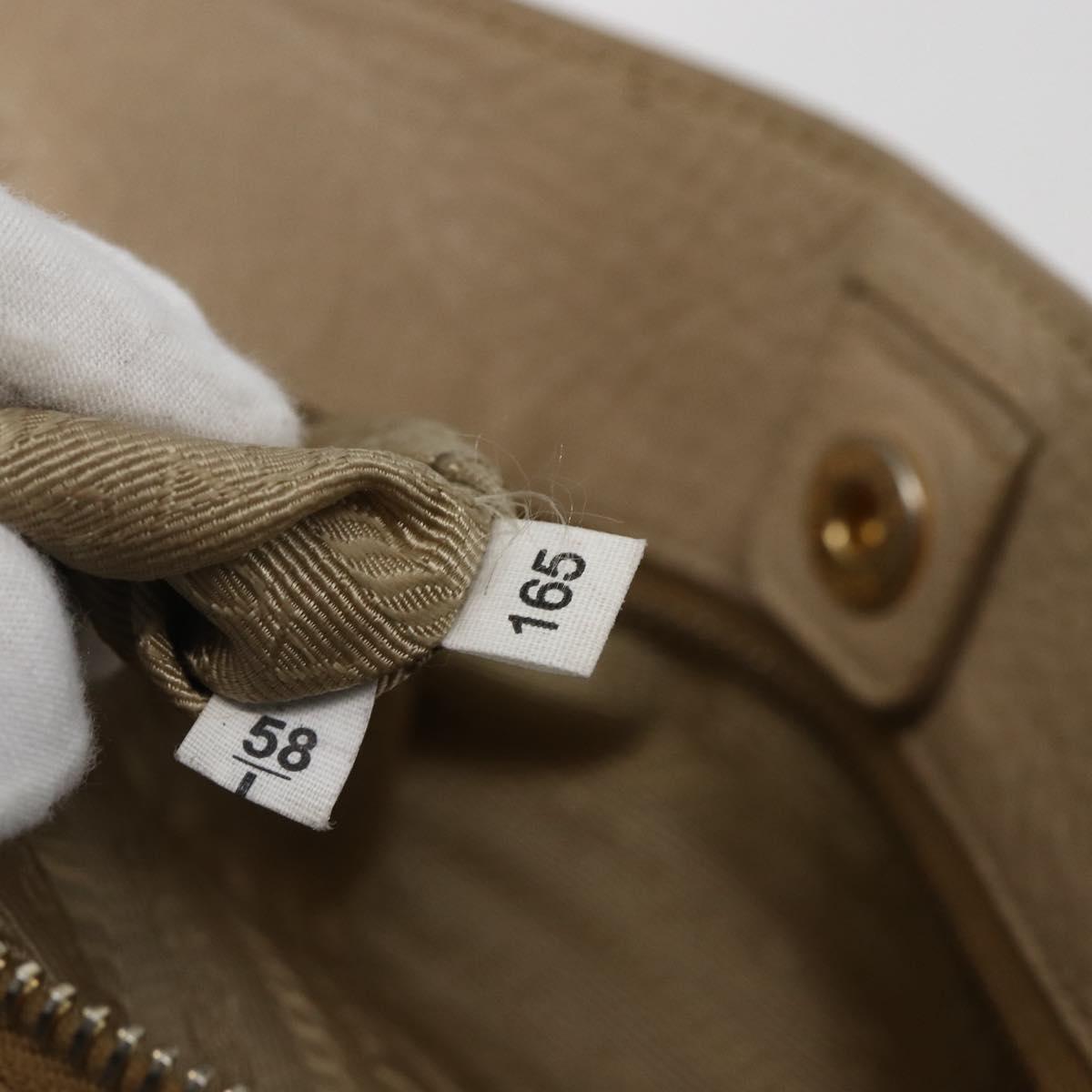 PRADA Tote Bag Leather Beige Gold Auth gh1849