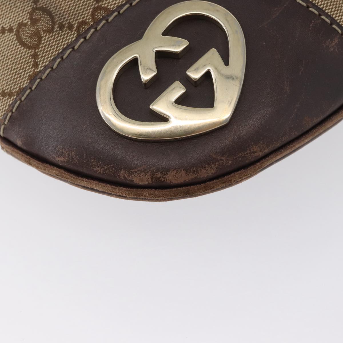 GUCCI GG Canvas Shoulder Bag Beige Gold 257072 Auth gh1853