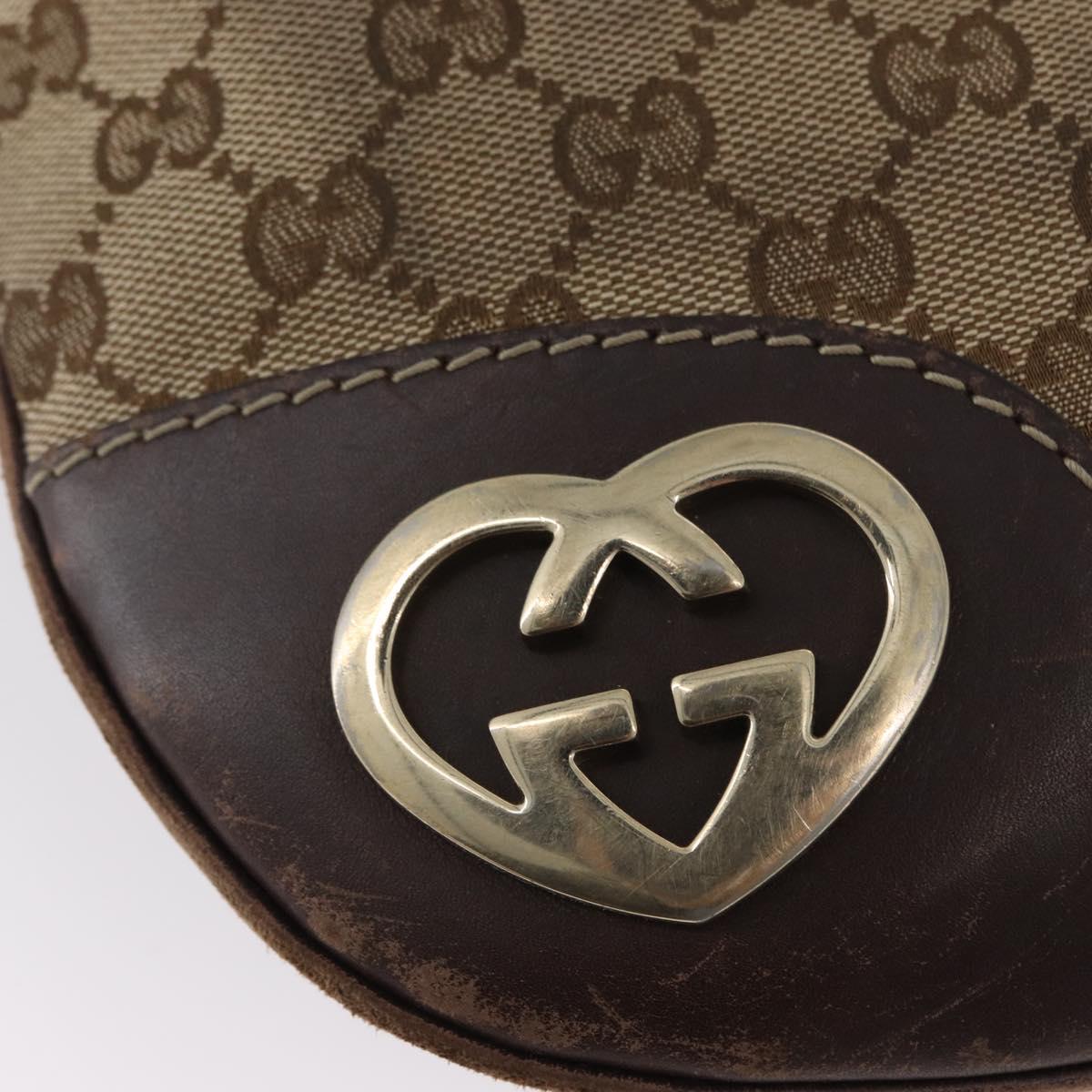 GUCCI GG Canvas Shoulder Bag Beige Gold 257072 Auth gh1853