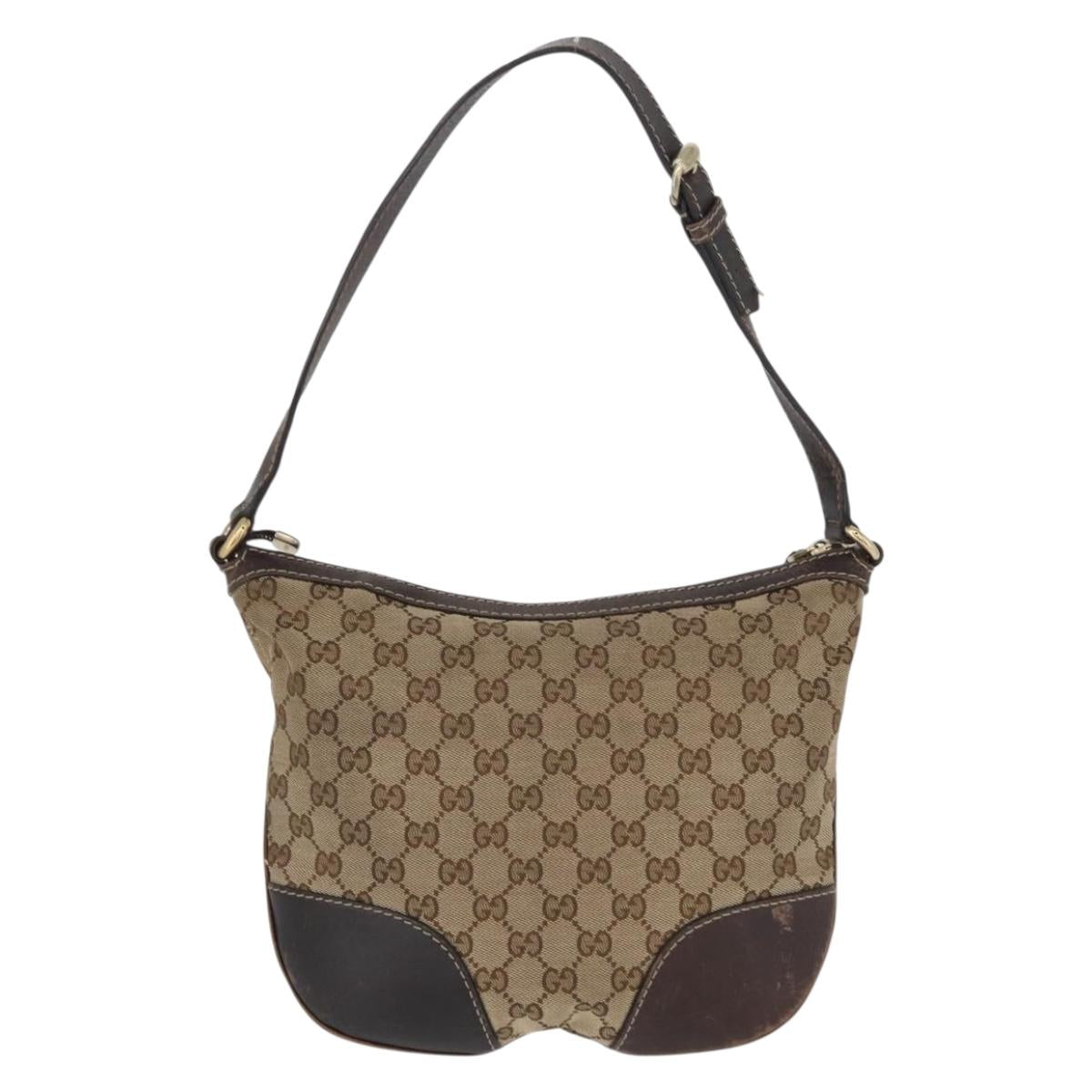 GUCCI GG Canvas Shoulder Bag Beige Gold 257072 Auth gh1853