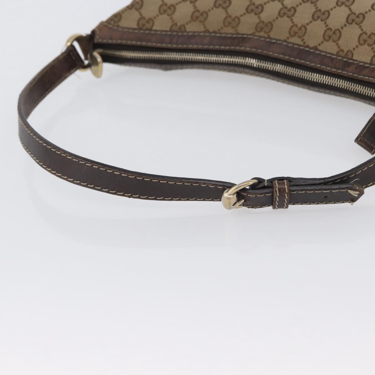 GUCCI GG Canvas Shoulder Bag Beige Gold 257072 Auth gh1853
