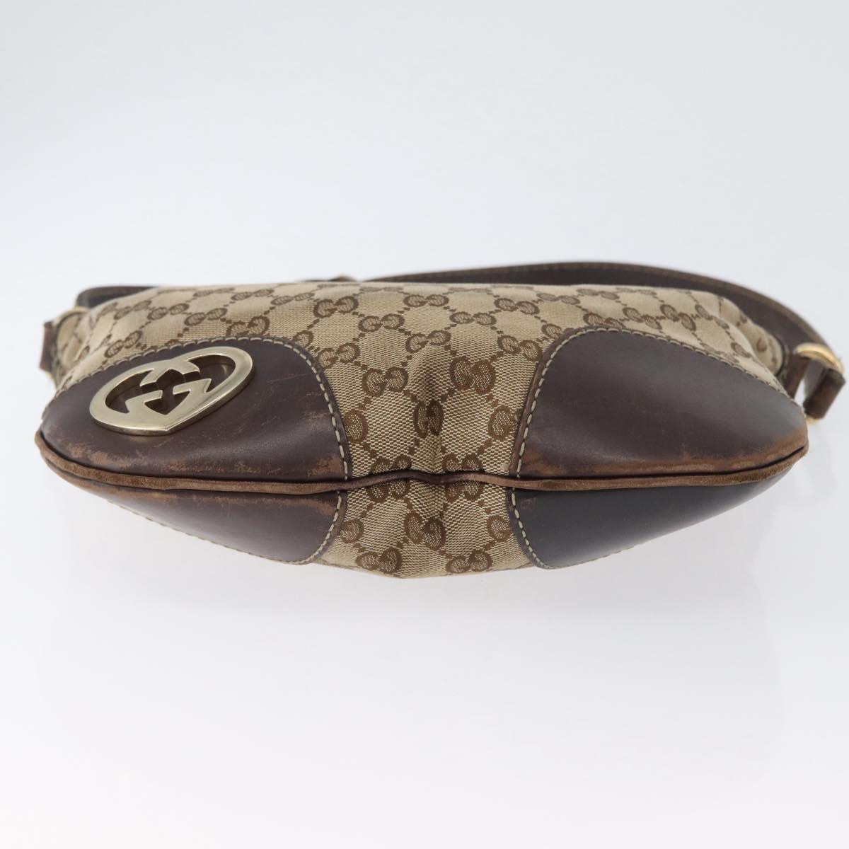 GUCCI GG Canvas Shoulder Bag Beige Gold 257072 Auth gh1853