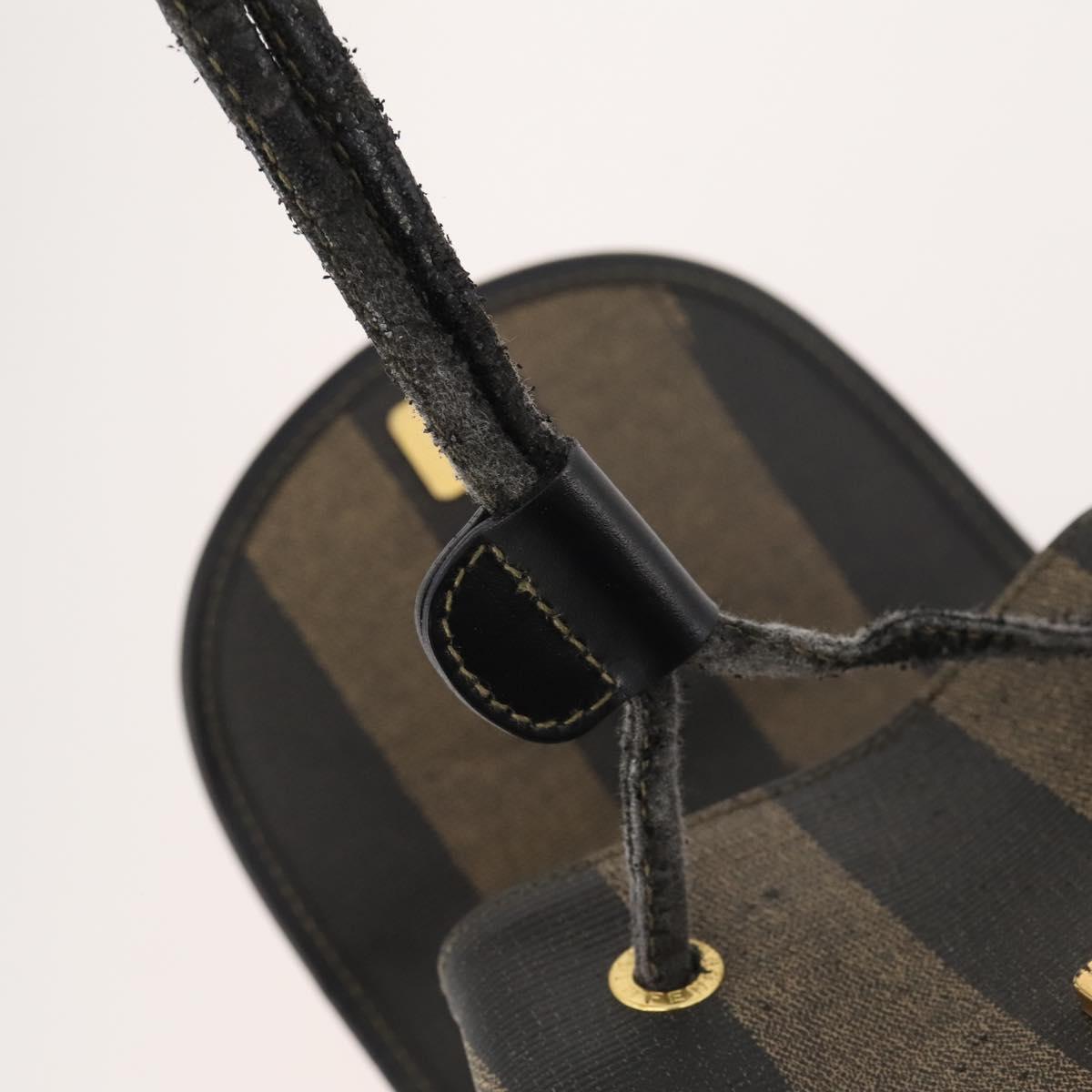 FENDI Pecan Canvas Backpack PVC Brown Black gold Auth gh1856