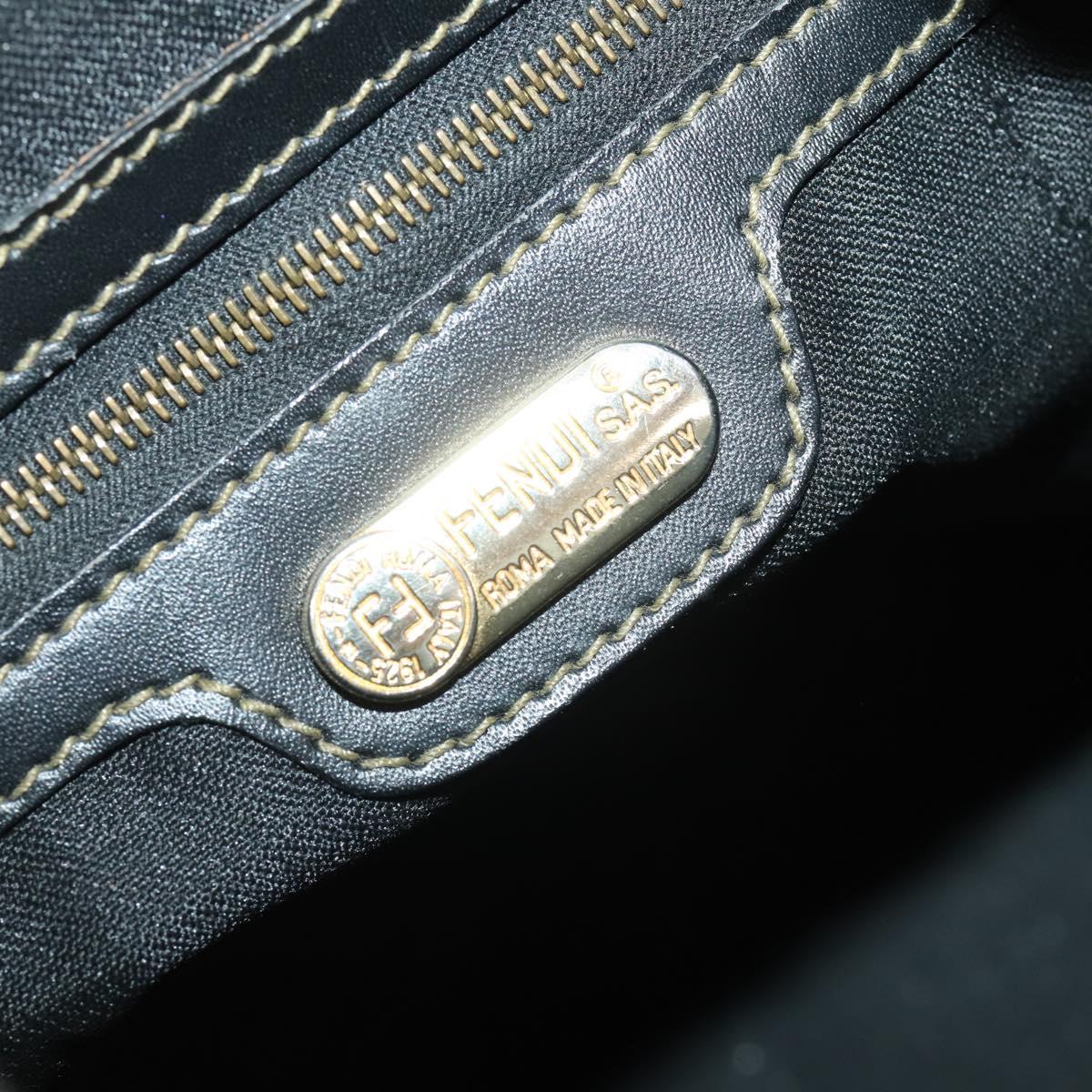 FENDI Pecan Canvas Backpack PVC Brown Black gold Auth gh1856