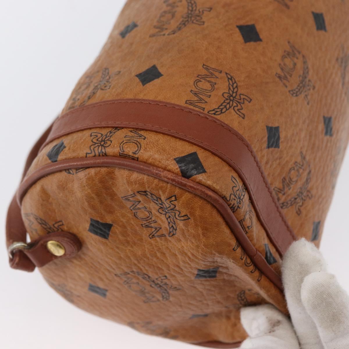 MCM Vicetos Logogram Shoulder Bag PVC Leather Brown Auth gh1857