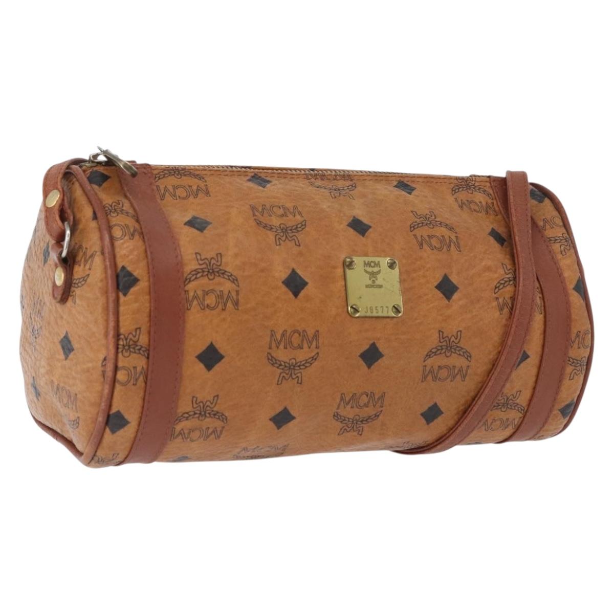 MCM Vicetos Logogram Shoulder Bag PVC Leather Brown Auth gh1857