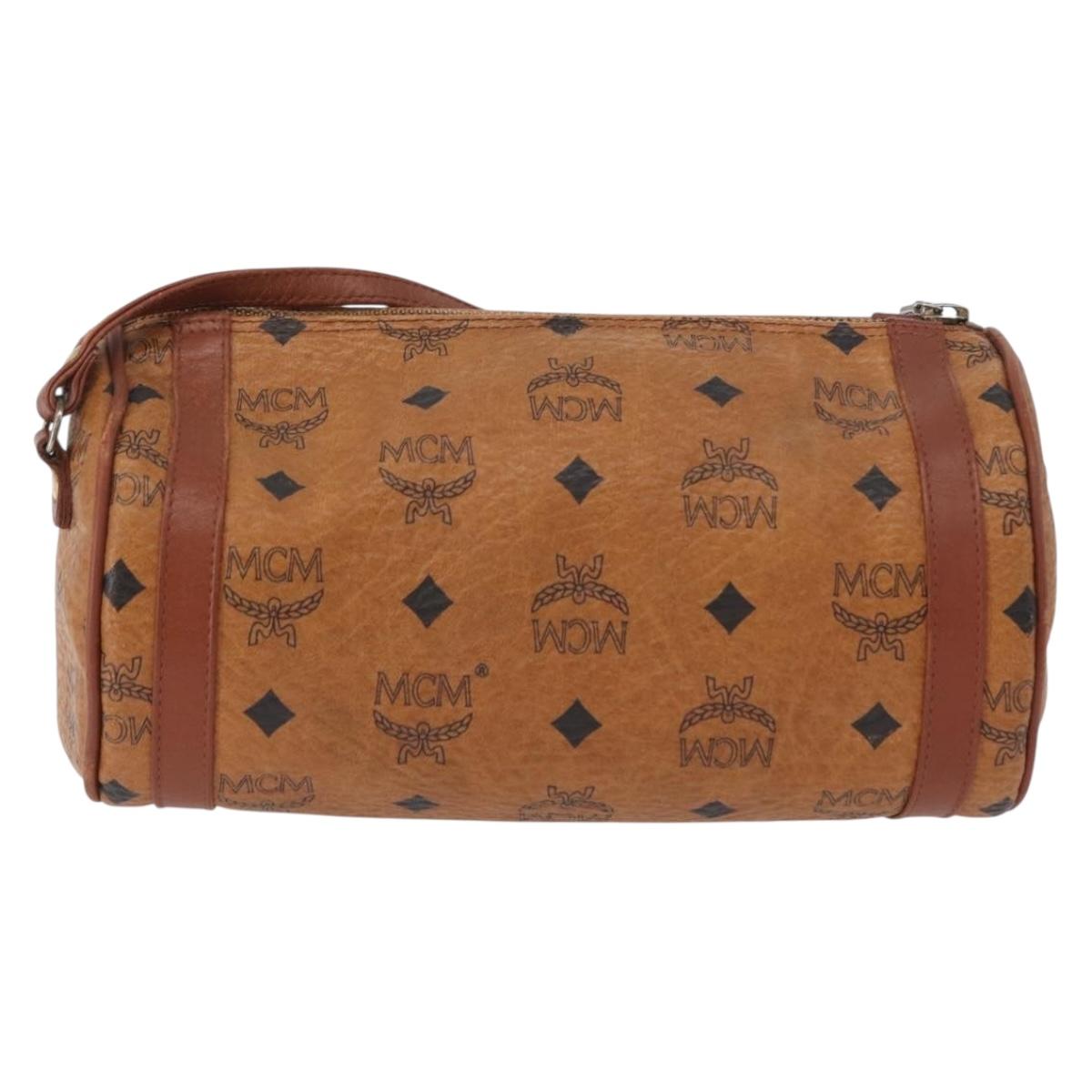 MCM Vicetos Logogram Shoulder Bag PVC Leather Brown Auth gh1857