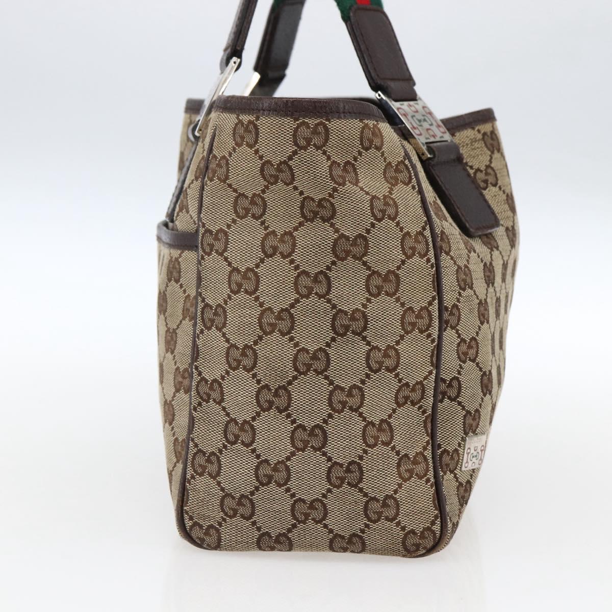 GUCCI GG Canvas Web Sherry Line Tote Bag Beige Red Green 145810 Auth gh1862