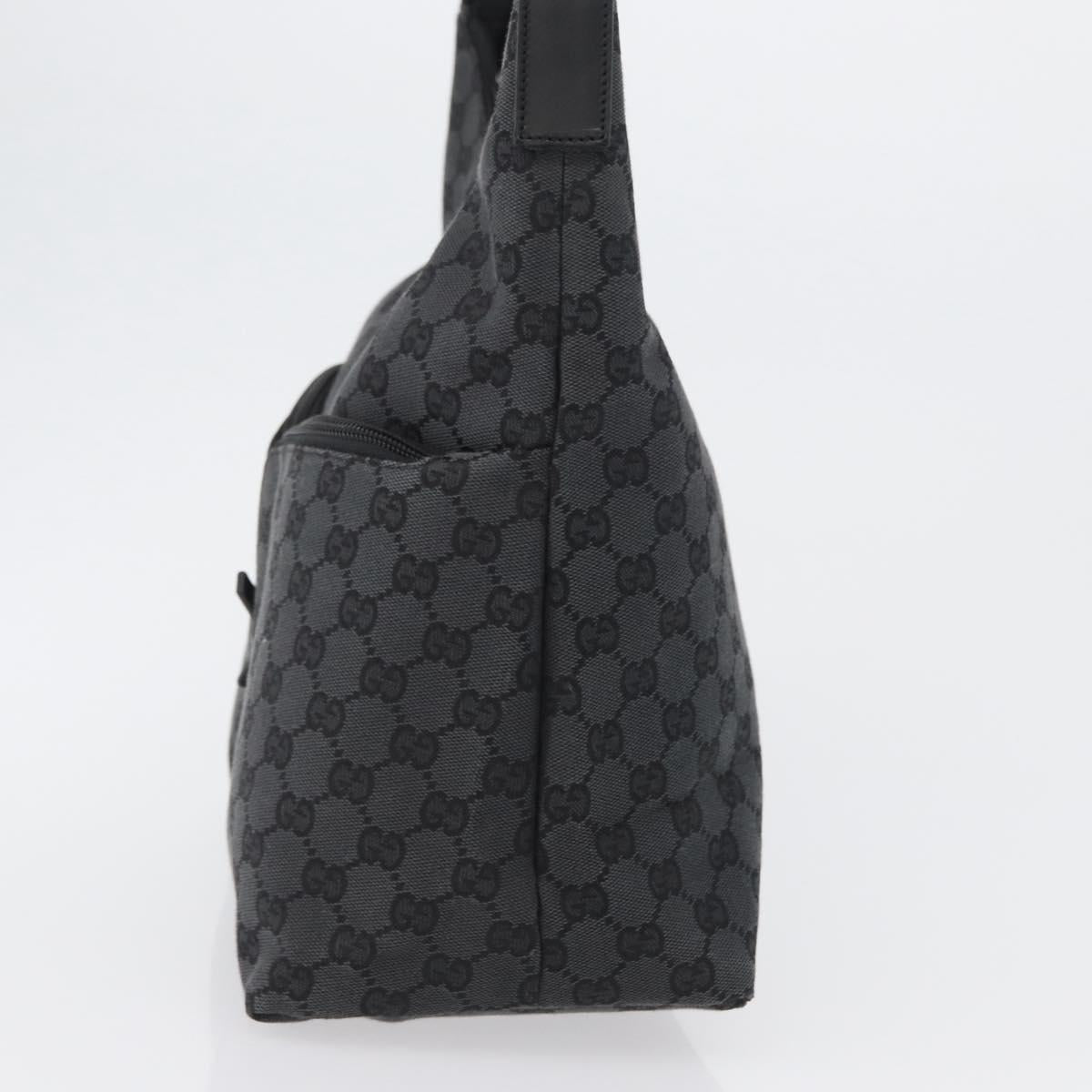 GUCCI GG Canvas Shoulder Bag Black Silver 001 3380 1705 Auth gh1864