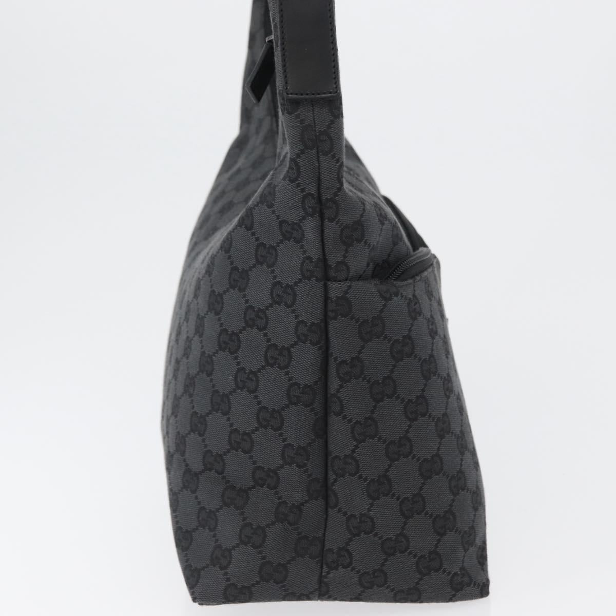 GUCCI GG Canvas Shoulder Bag Black Silver 001 3380 1705 Auth gh1864