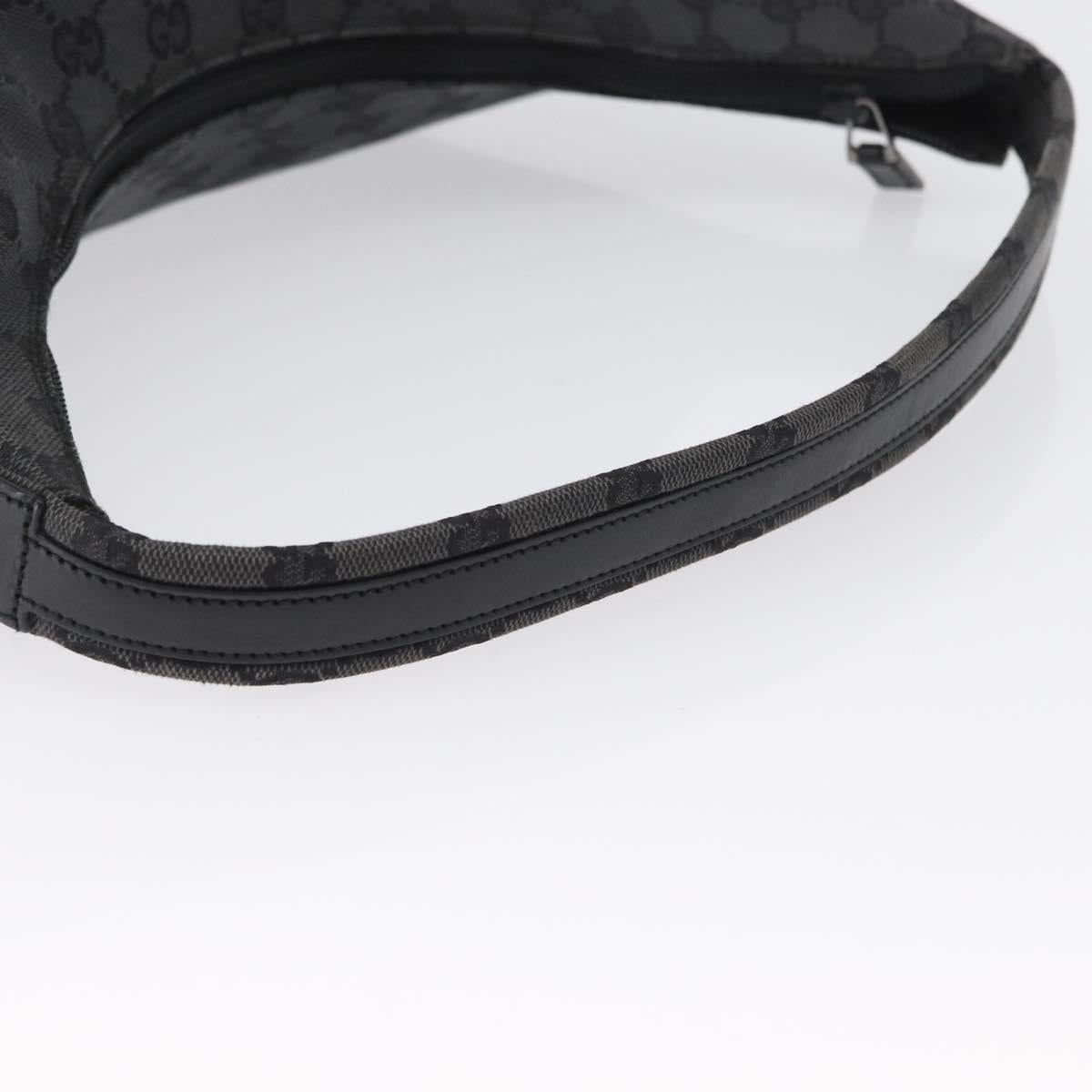 GUCCI GG Canvas Shoulder Bag Black Silver 001 3380 1705 Auth gh1864