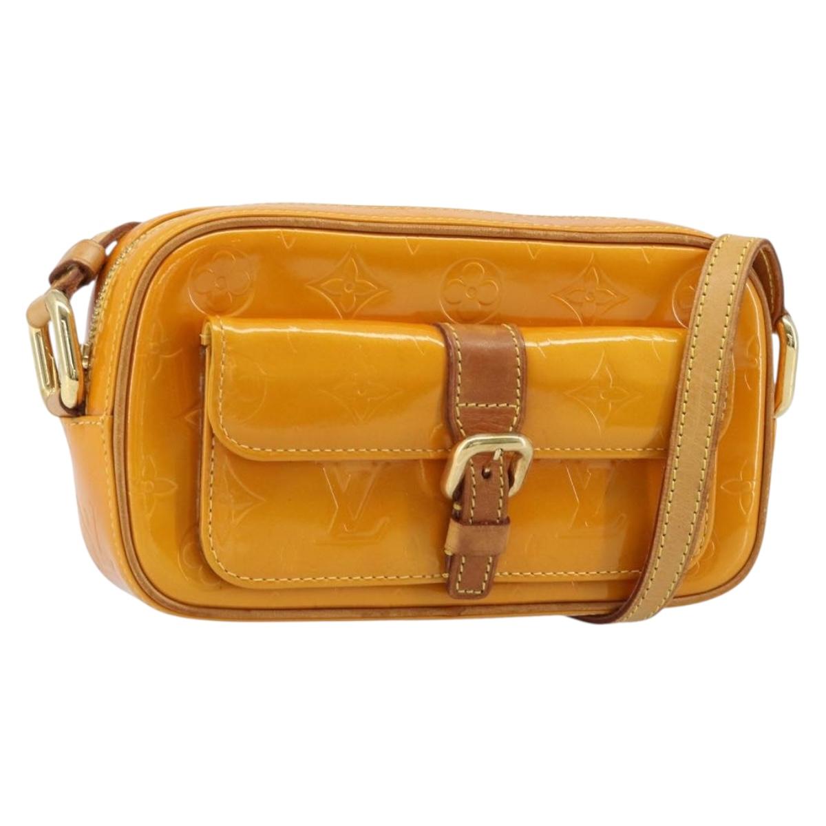 LOUIS VUITTON Monogram Vernis Christy MM Shoulder Bag Jaune M91108 Auth gh1865