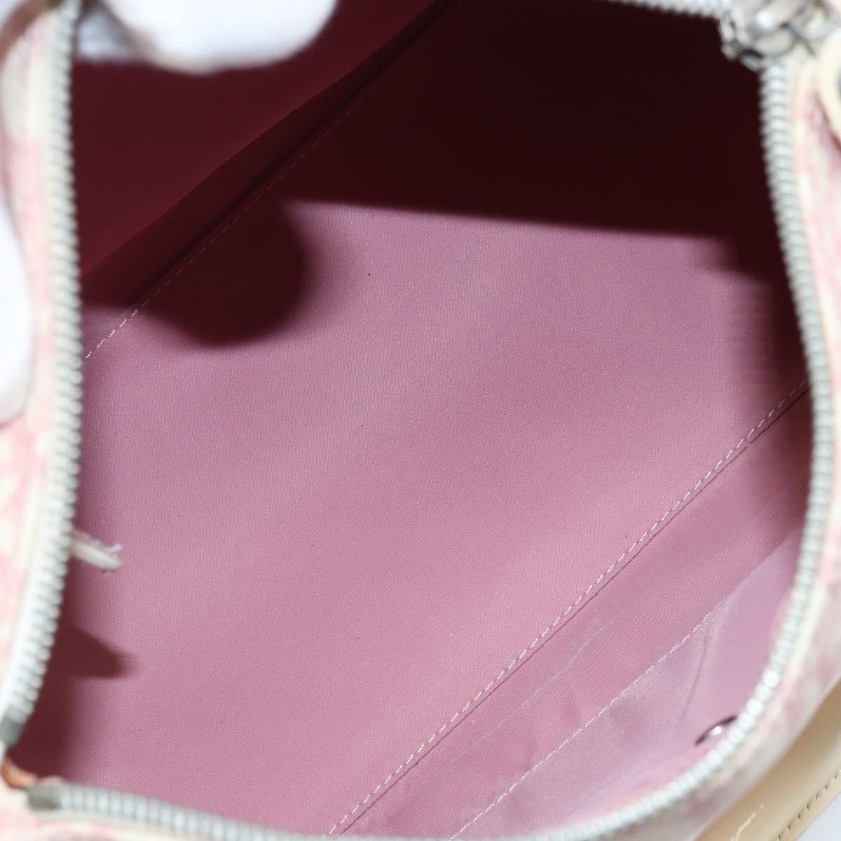Christian Dior Trotter Canvas Boston Bag PVC Pink Silver Auth gh1875