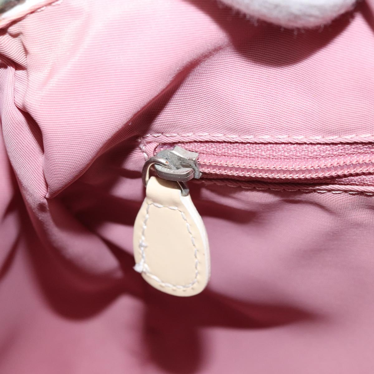Christian Dior Trotter Canvas Boston Bag PVC Pink Silver Auth gh1875
