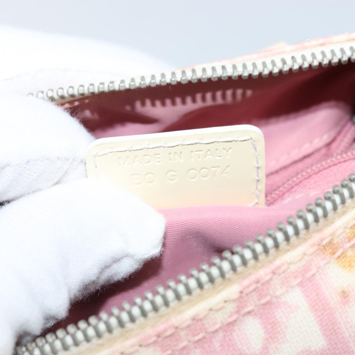 Christian Dior Trotter Canvas Boston Bag PVC Pink Silver Auth gh1875