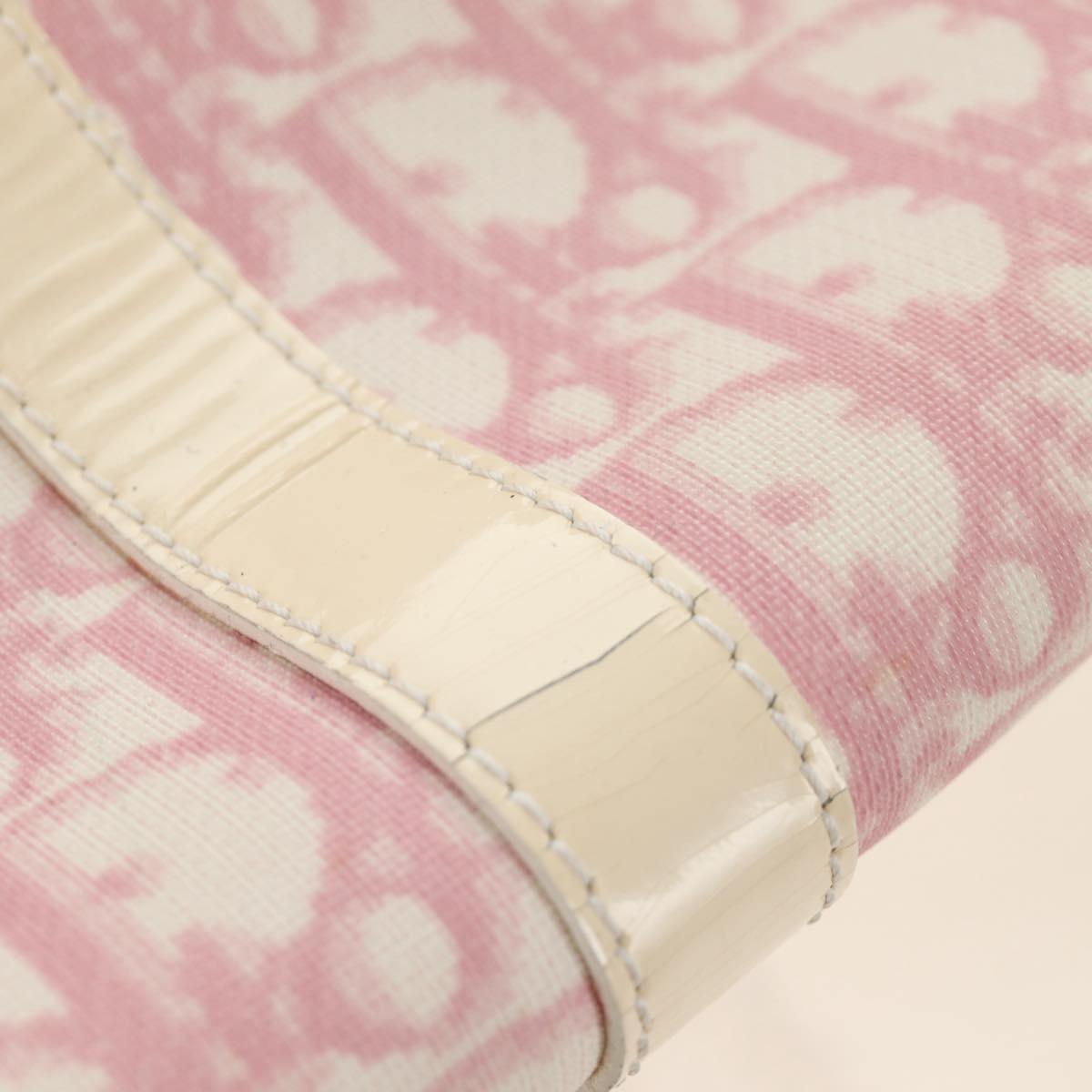 Christian Dior Trotter Canvas Boston Bag PVC Pink Silver Auth gh1875