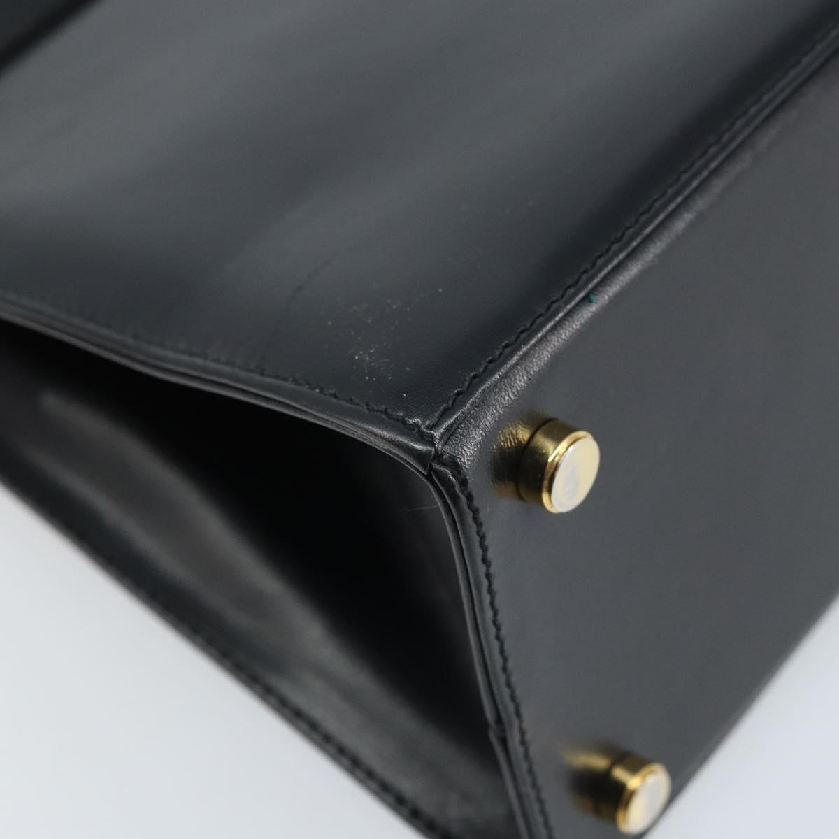 Salvatore Ferragamo Vala Hand Bag Leather Black Gold Auth gh1876