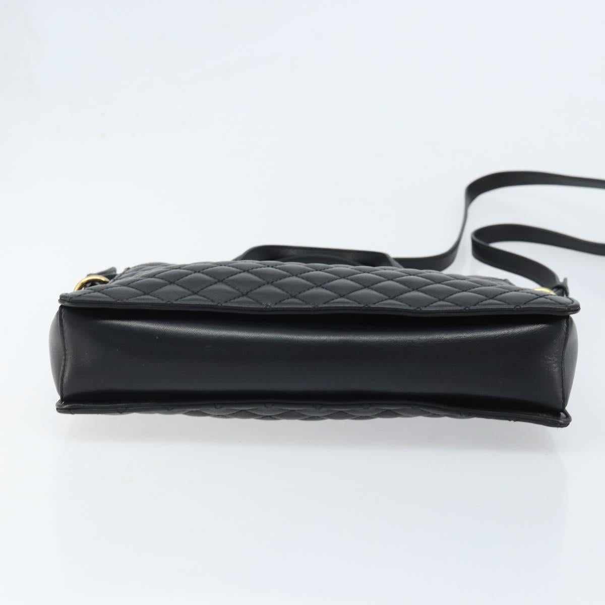 Salvatore Ferragamo Vala Hand Bag Leather 2way Black Gold Auth gh1879