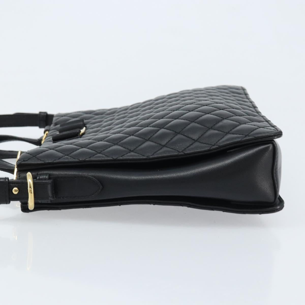 Salvatore Ferragamo Vala Hand Bag Leather 2way Black Gold Auth gh1879