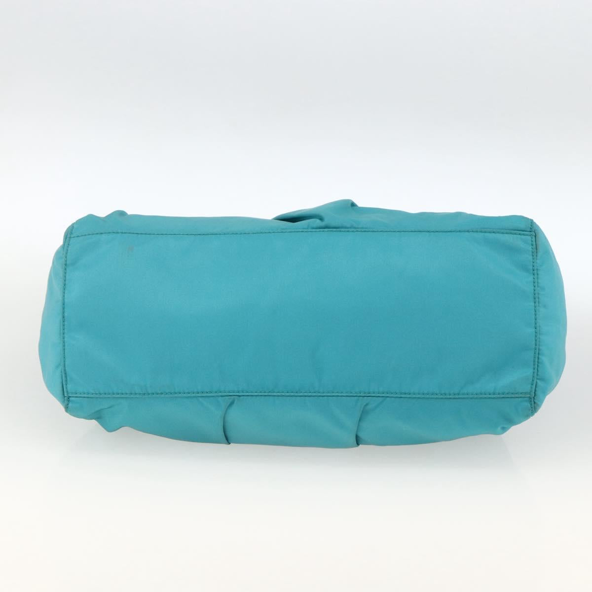 PRADA Hand Bag Nylon 2way Turquoise Blue Silver Auth gh1880A