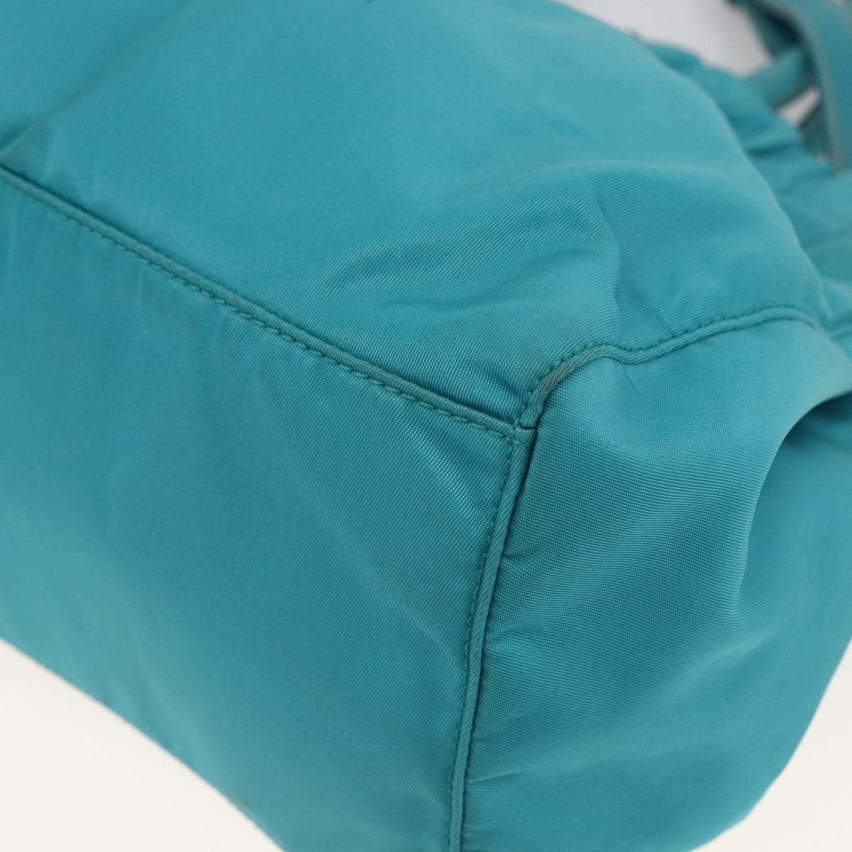 PRADA Hand Bag Nylon 2way Turquoise Blue Silver Auth gh1880A