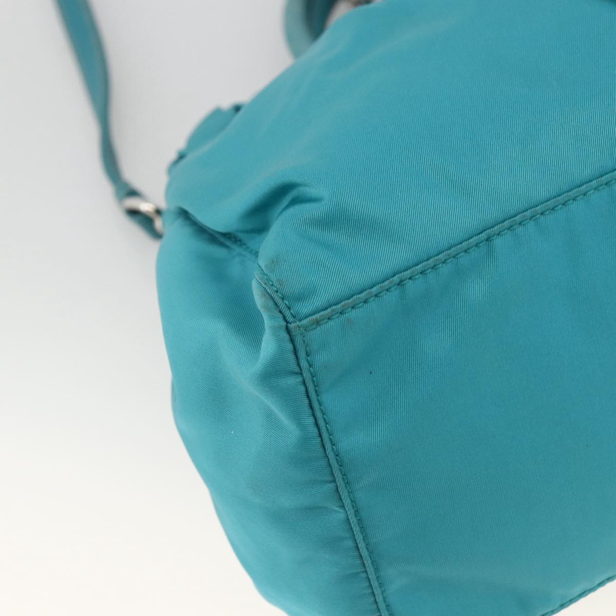 PRADA Hand Bag Nylon 2way Turquoise Blue Silver Auth gh1880A