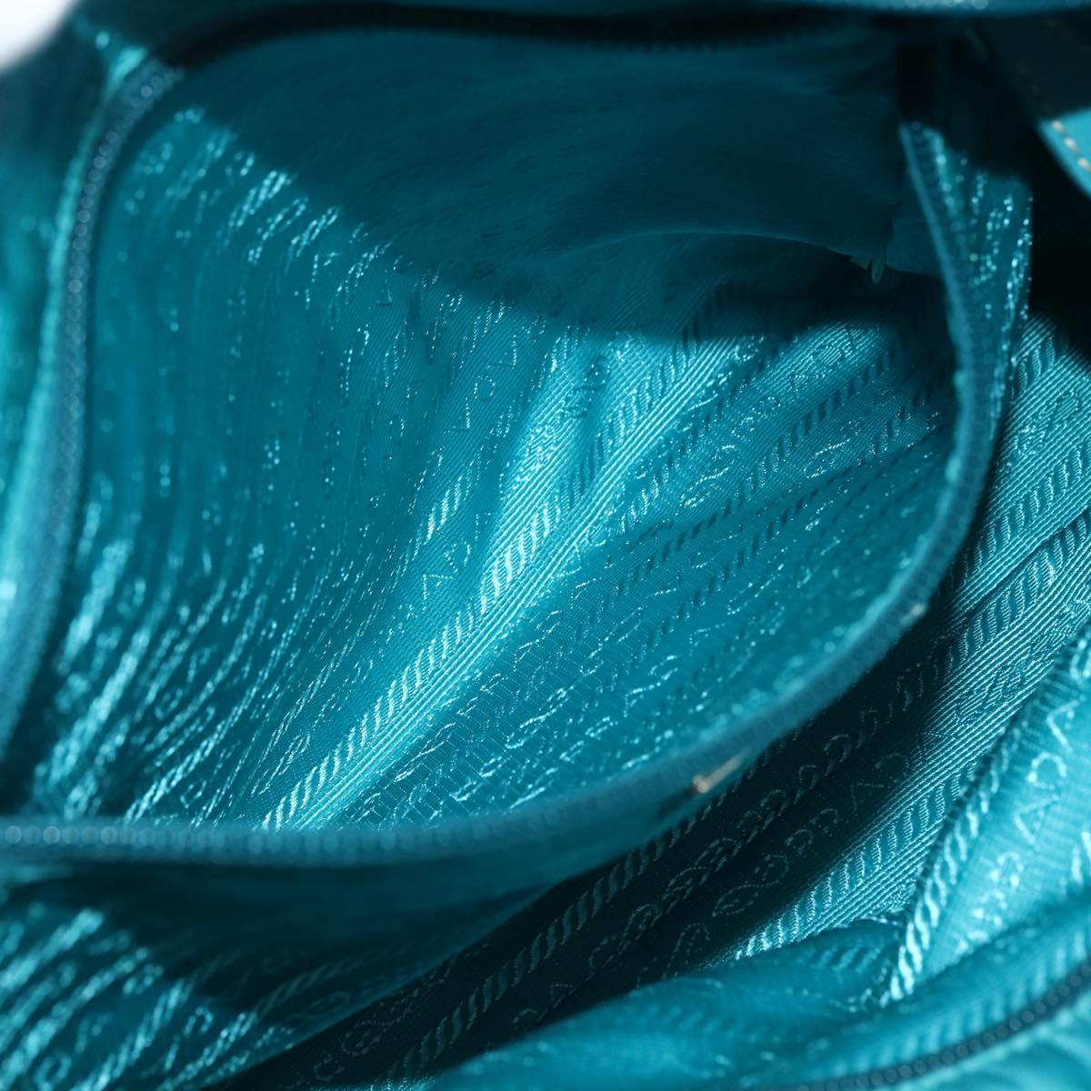 PRADA Hand Bag Nylon 2way Turquoise Blue Silver Auth gh1880A