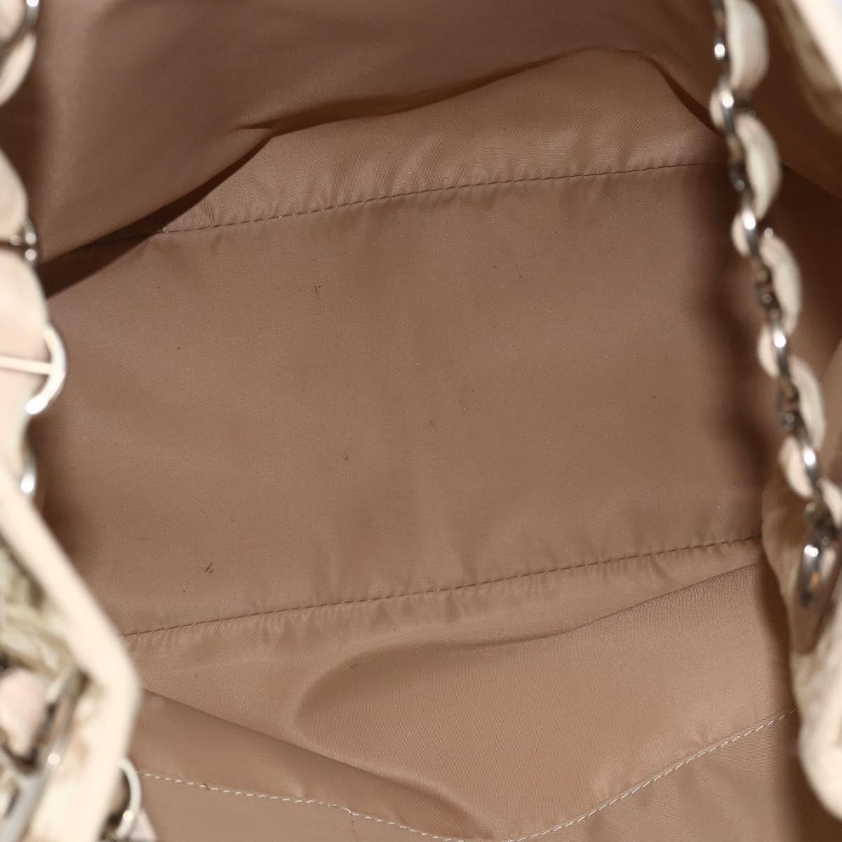 Christian Dior Trotter Canvas Chain Romantic Bag PVC Beige Silver Auth gh1907