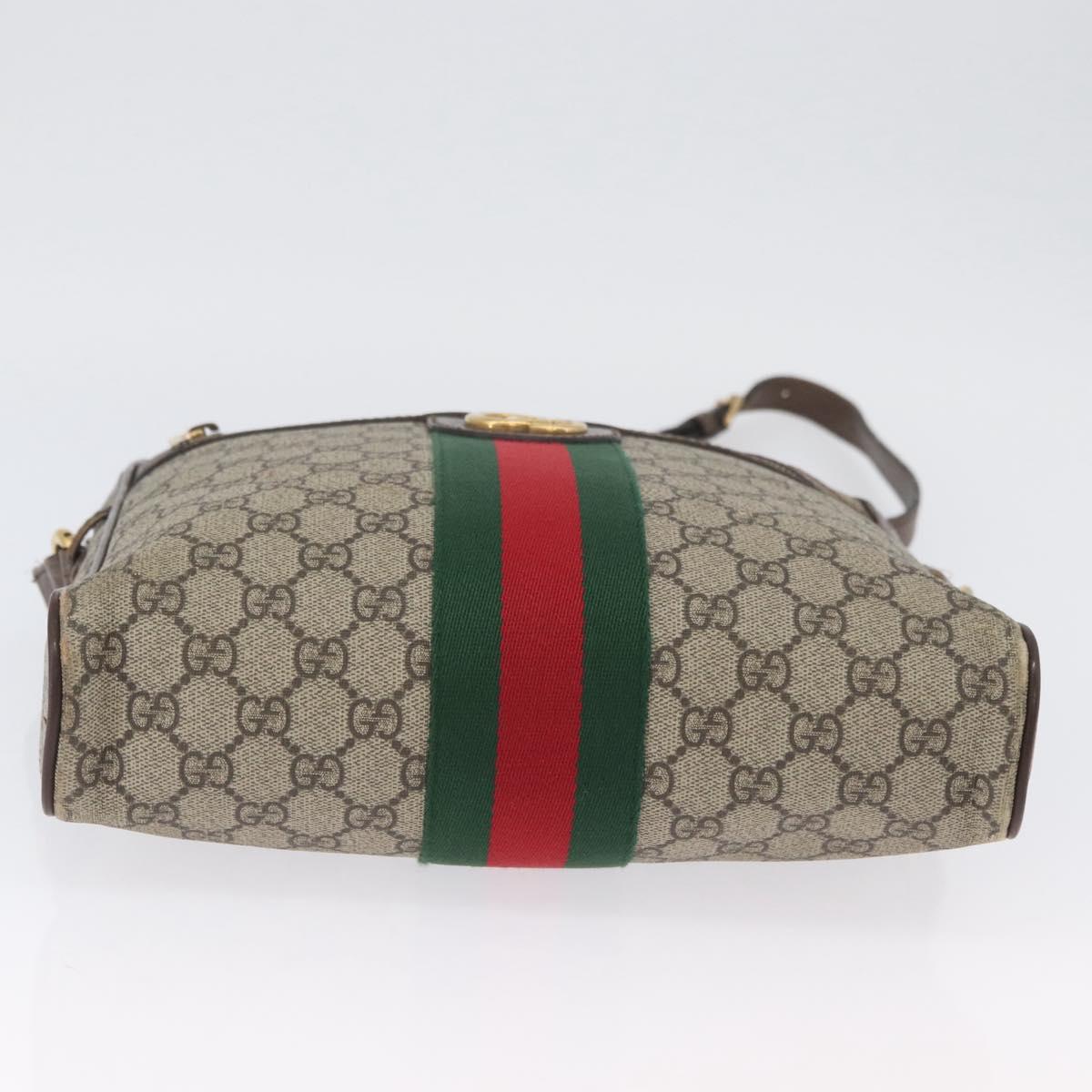 GUCCI GG Supreme Offdia WebSherry Line Bag PVC Beige Gold 547934 Auth gh1908