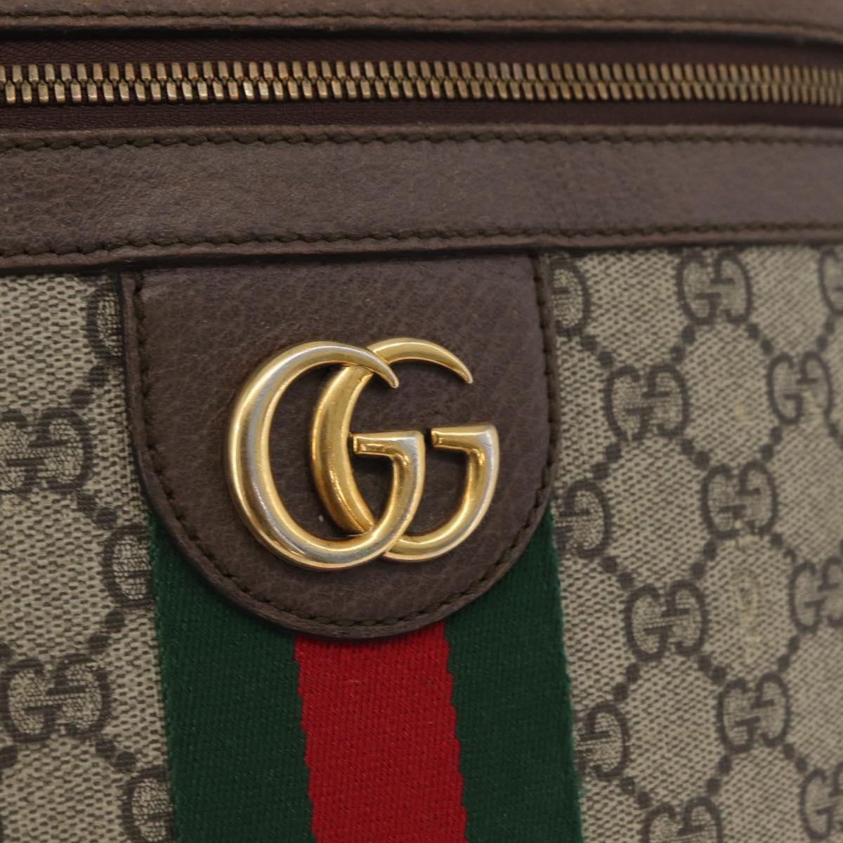 GUCCI GG Supreme Offdia WebSherry Line Bag PVC Beige Gold 547934 Auth gh1908