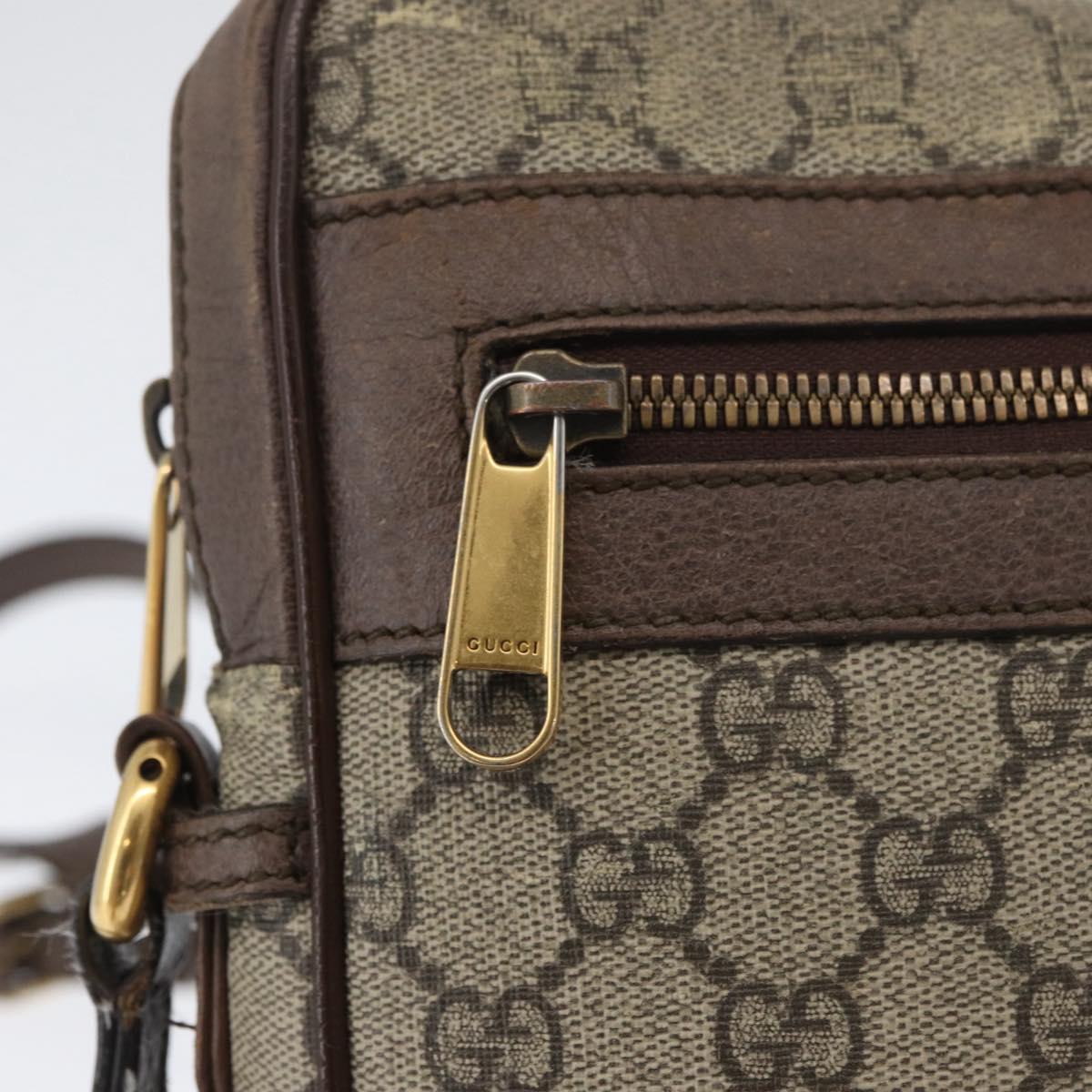 GUCCI GG Supreme Offdia WebSherry Line Bag PVC Beige Gold 547934 Auth gh1908