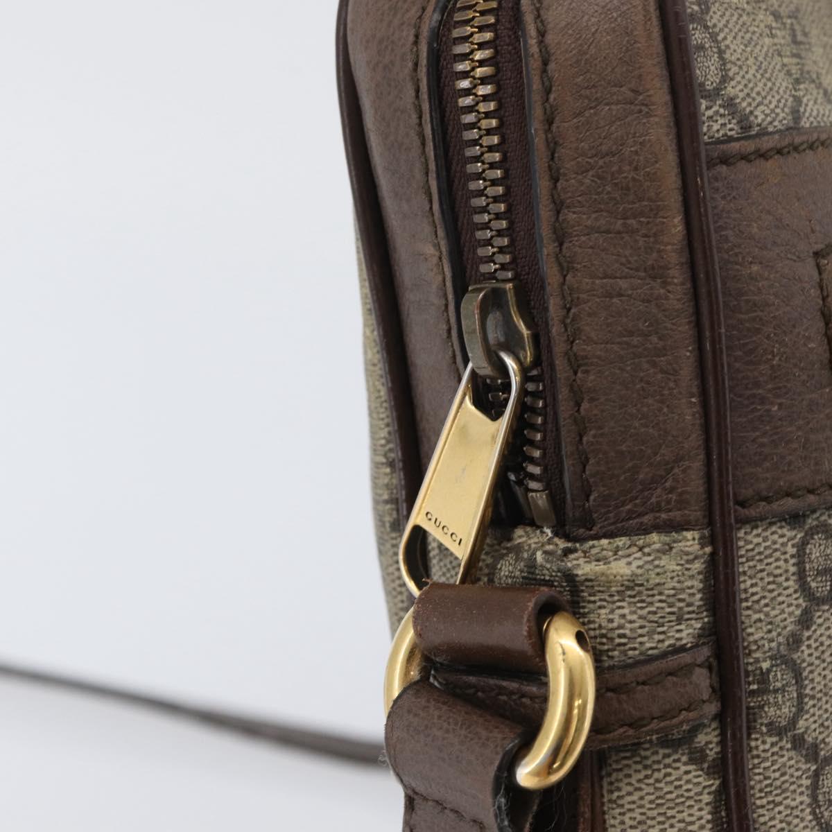 GUCCI GG Supreme Offdia WebSherry Line Bag PVC Beige Gold 547934 Auth gh1908
