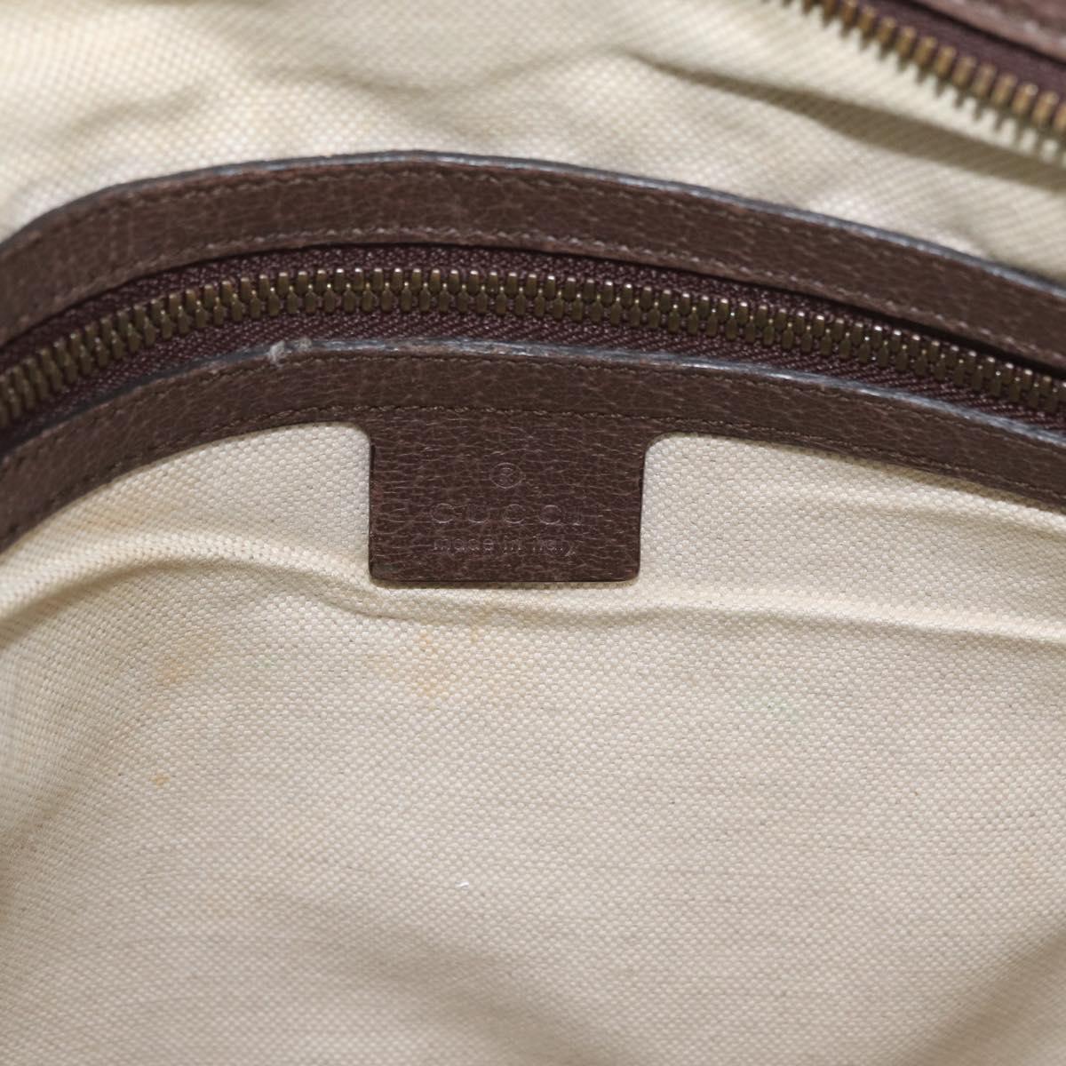 GUCCI GG Supreme Offdia WebSherry Line Bag PVC Beige Gold 547934 Auth gh1908