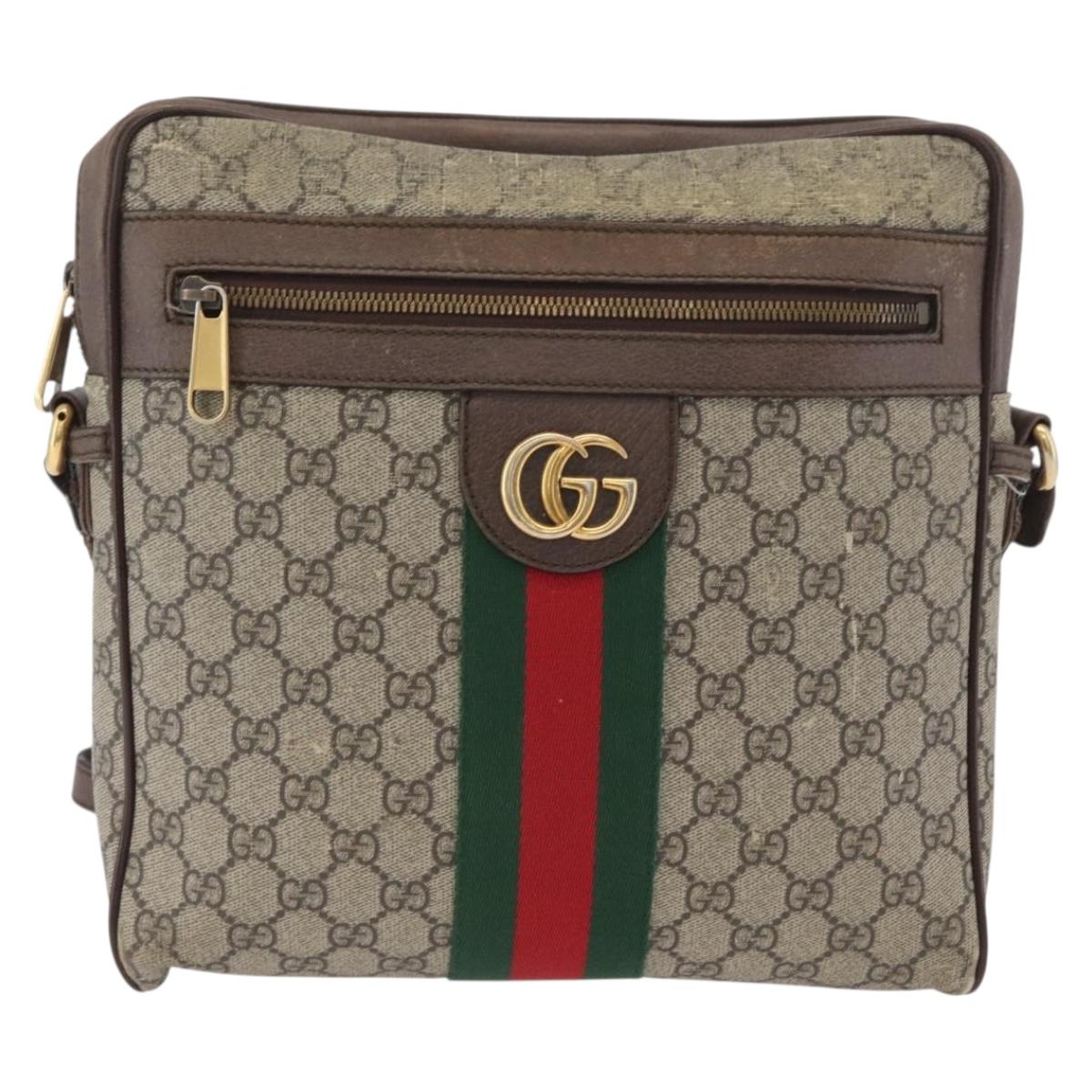 GUCCI GG Supreme Offdia WebSherry Line Bag PVC Beige Gold 547934 Auth gh1908