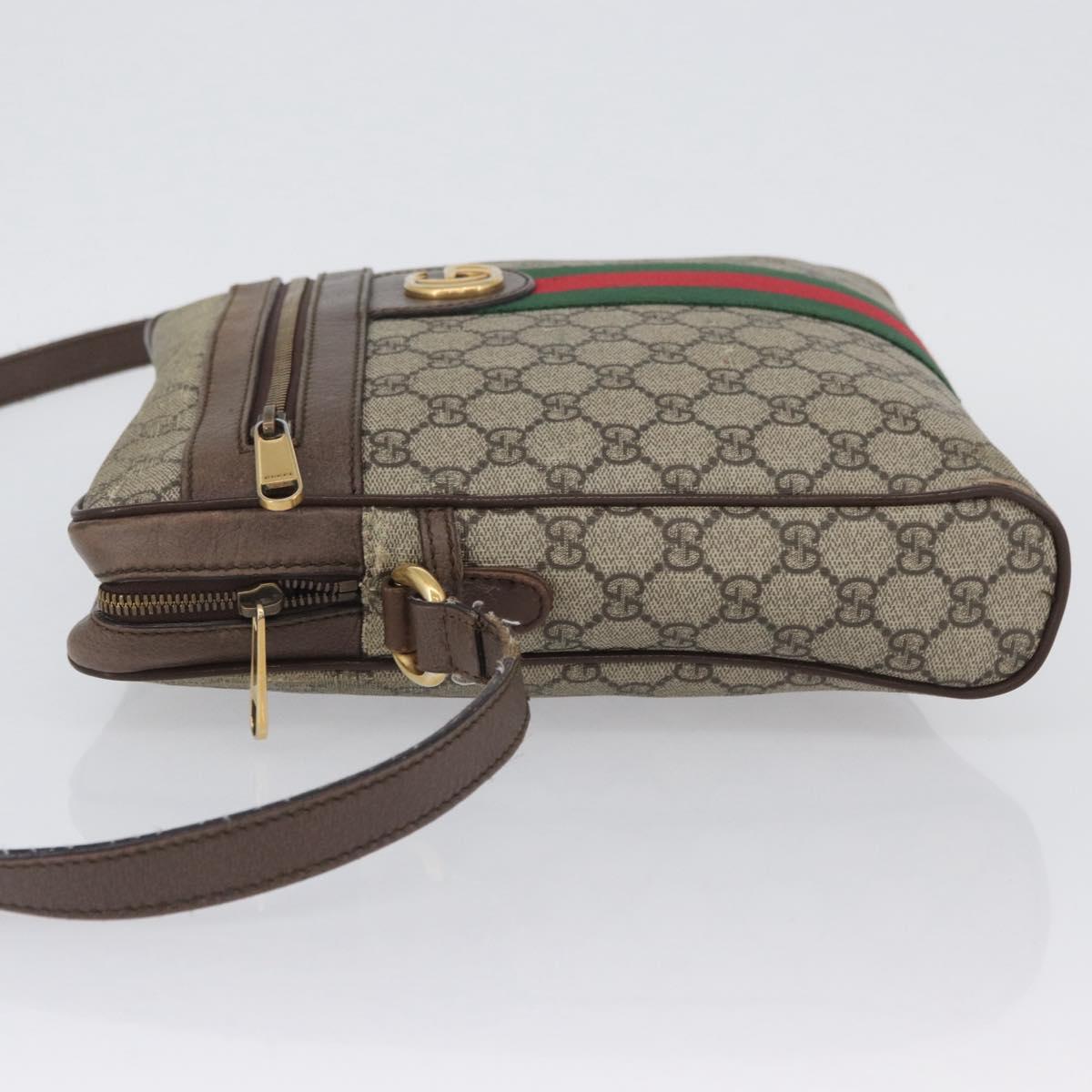 GUCCI GG Supreme Offdia WebSherry Line Bag PVC Beige Gold 547934 Auth gh1908