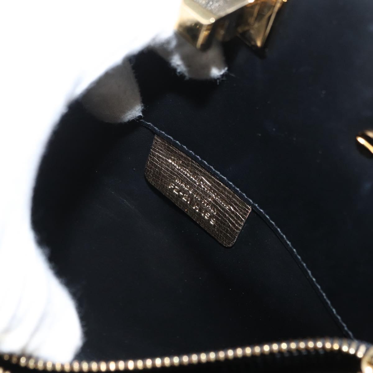 Salvatore Ferragamo Gancini Hand Bag Leather 2way Gold Auth gh1909A