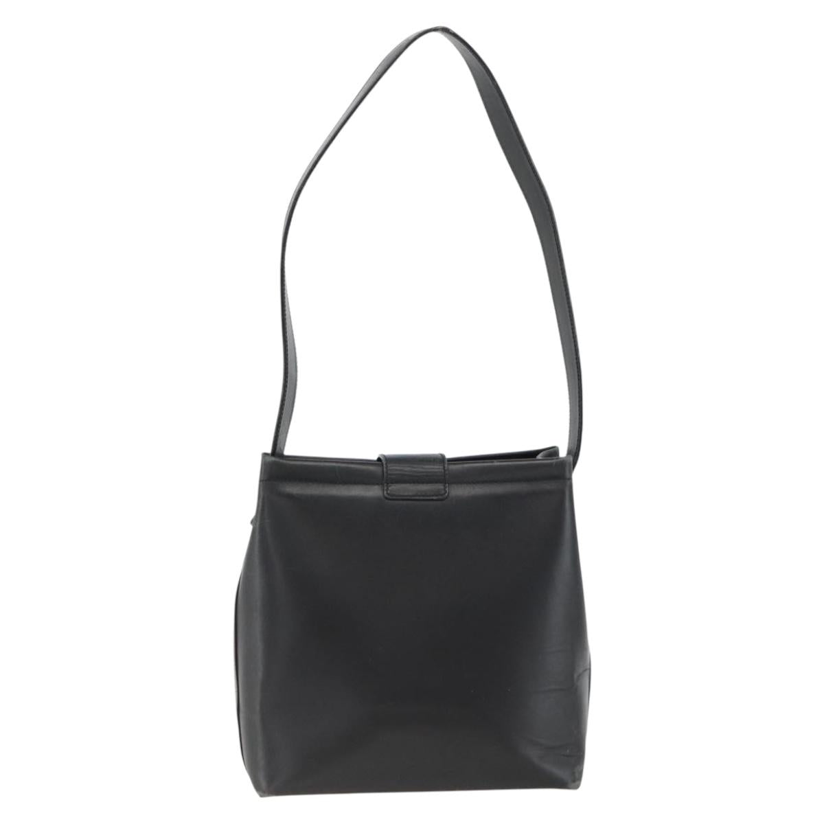 Salvatore Ferragamo Vala Shoulder Bag Leather Black Gold Auth gh1917